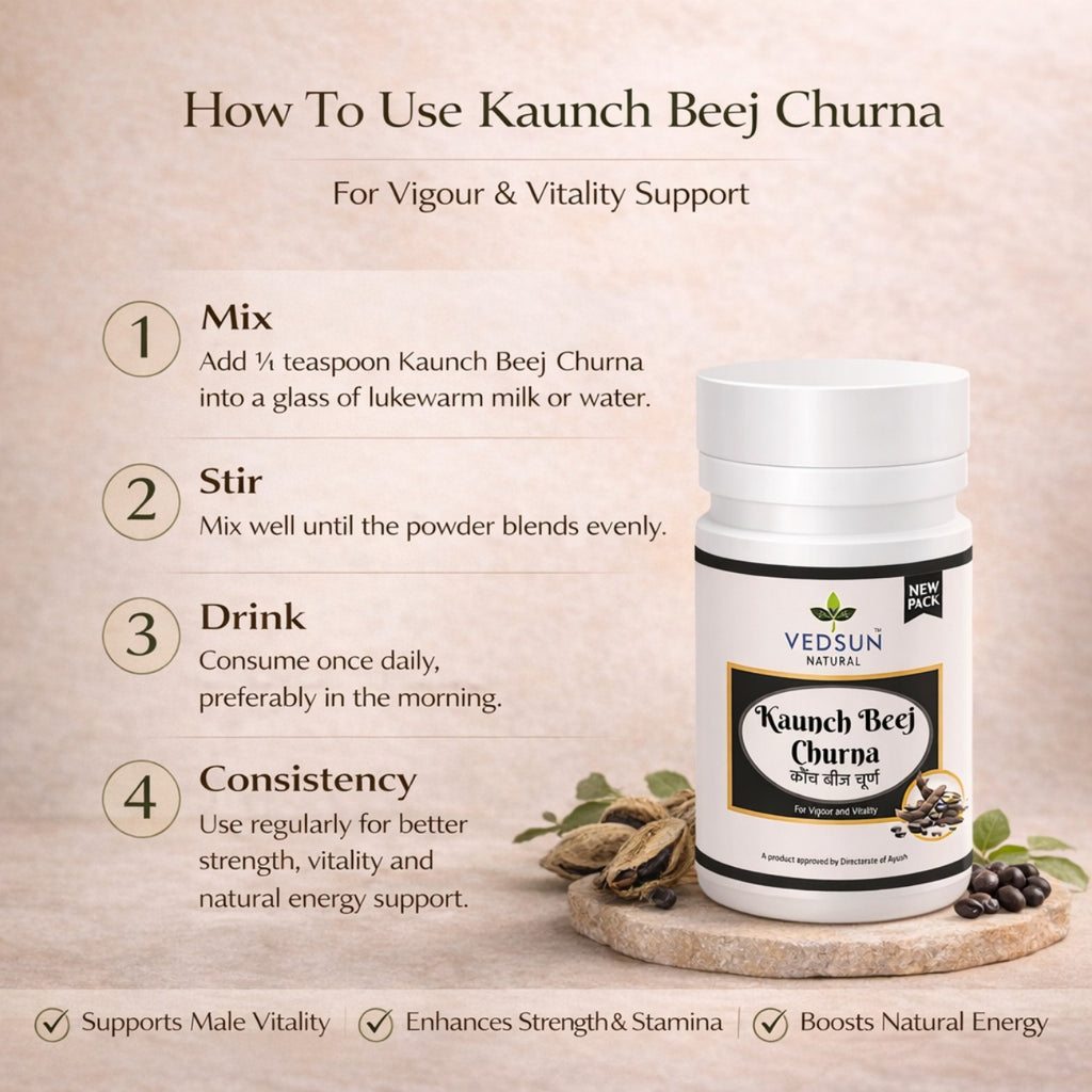 Kaunch Beej Churna by Vedsun – 100% Pure Mucuna Pruriens Powder for Stamina & Vitality