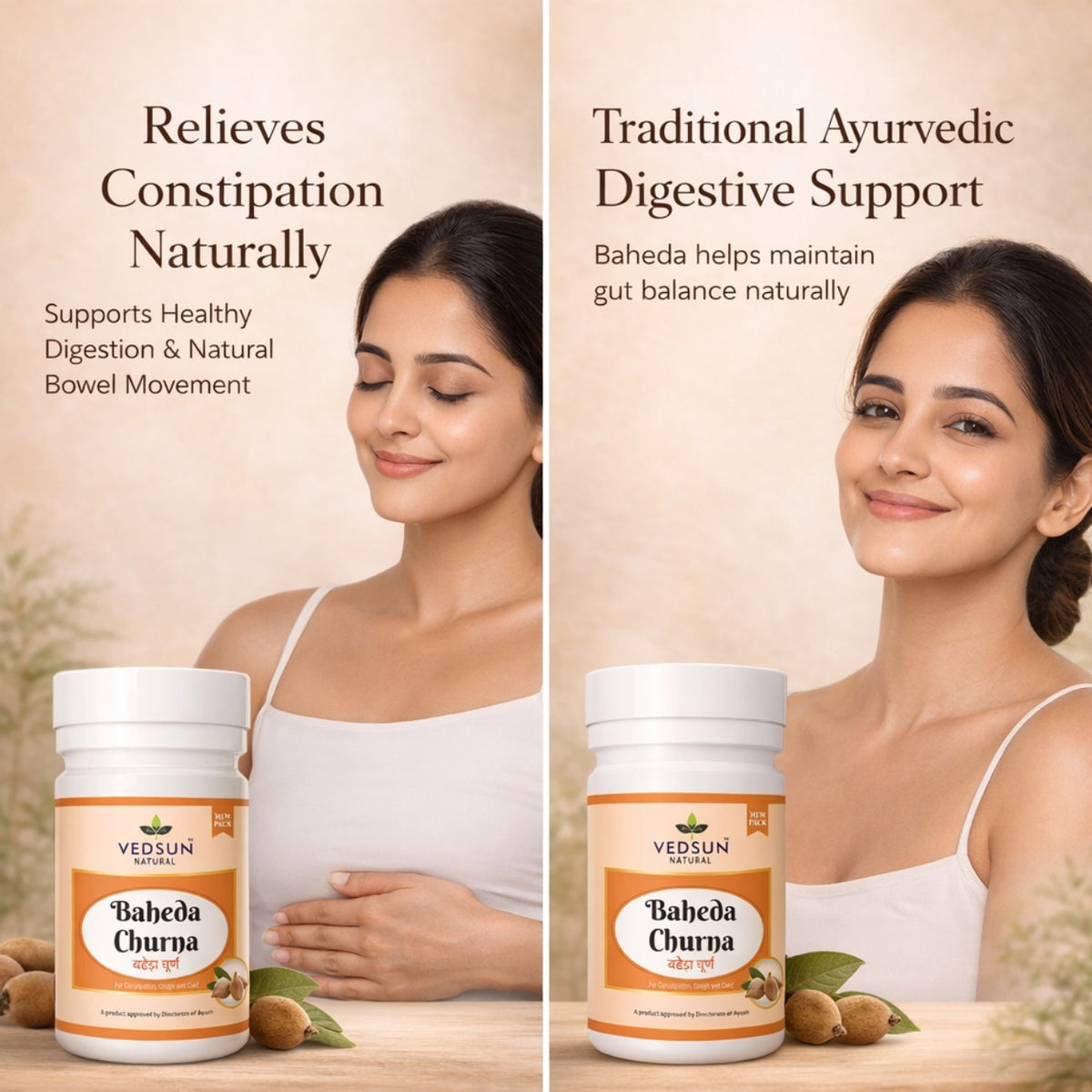 Baheda Churna 100gm by Vedsun – 100% Pure Bibhitaki Powder for Gut Health & Detox Support