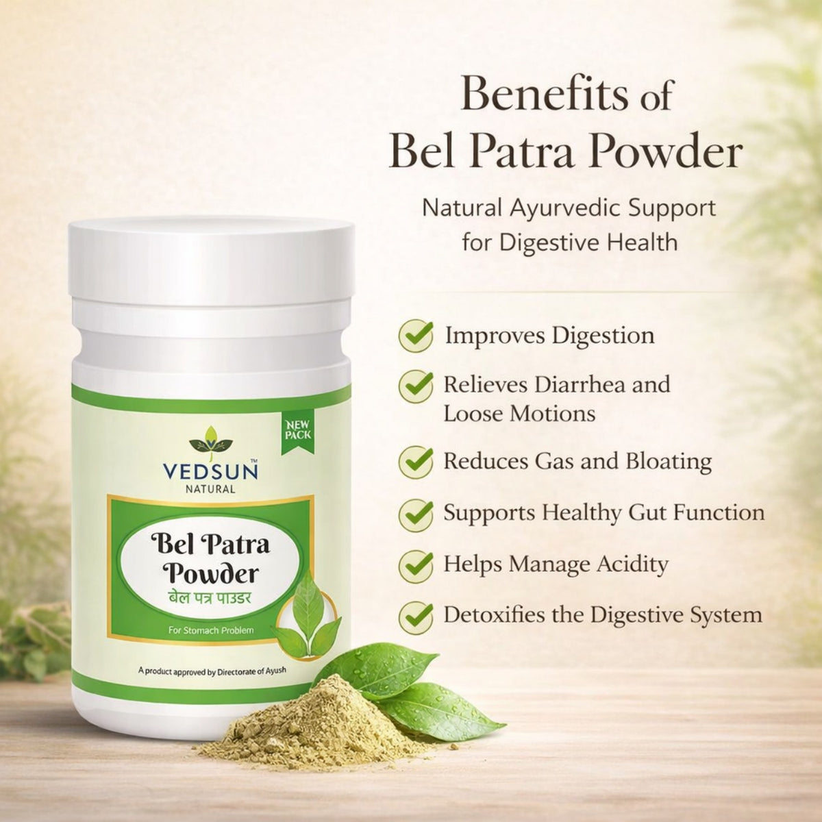 Vedsun Bel Patra Powder 100gm – 100% Pure Natural Powder for Pooja & Wellness Use