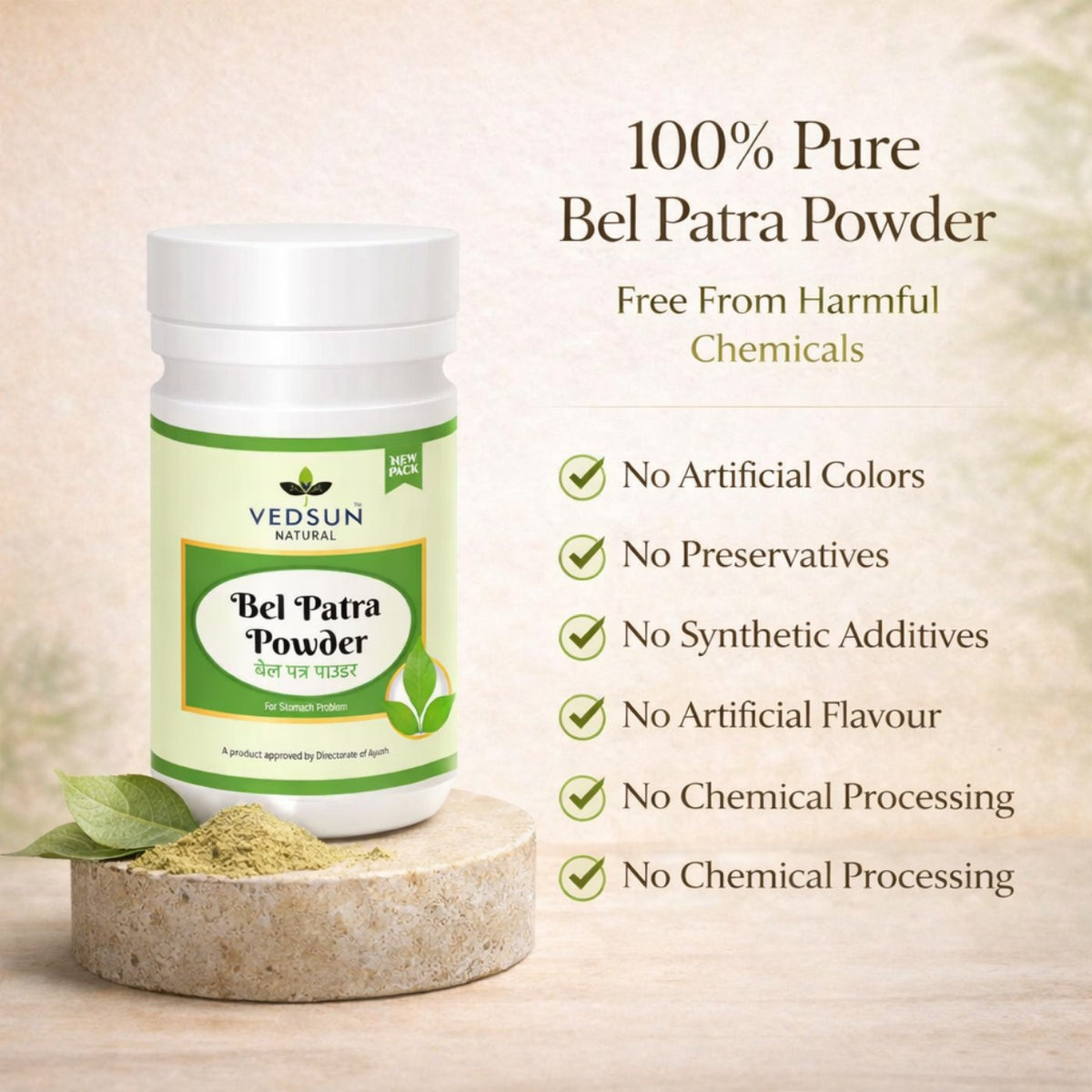 Vedsun Bel Patra Powder 100gm – 100% Pure Natural Powder for Pooja & Wellness Use