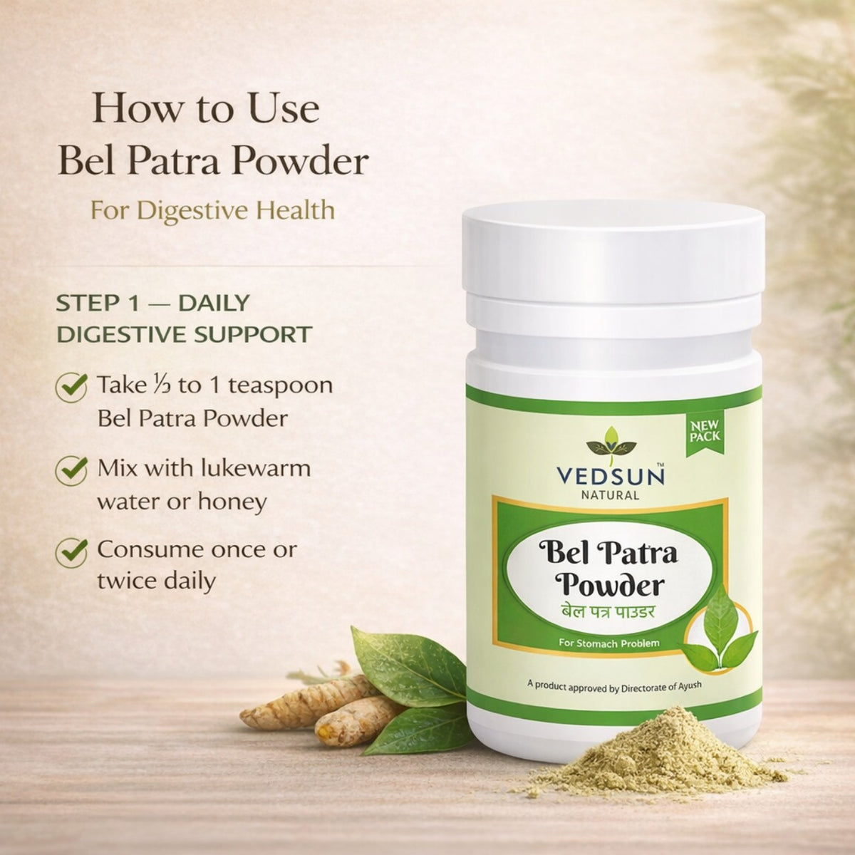 Vedsun Bel Patra Powder 100gm – 100% Pure Natural Powder for Pooja & Wellness Use