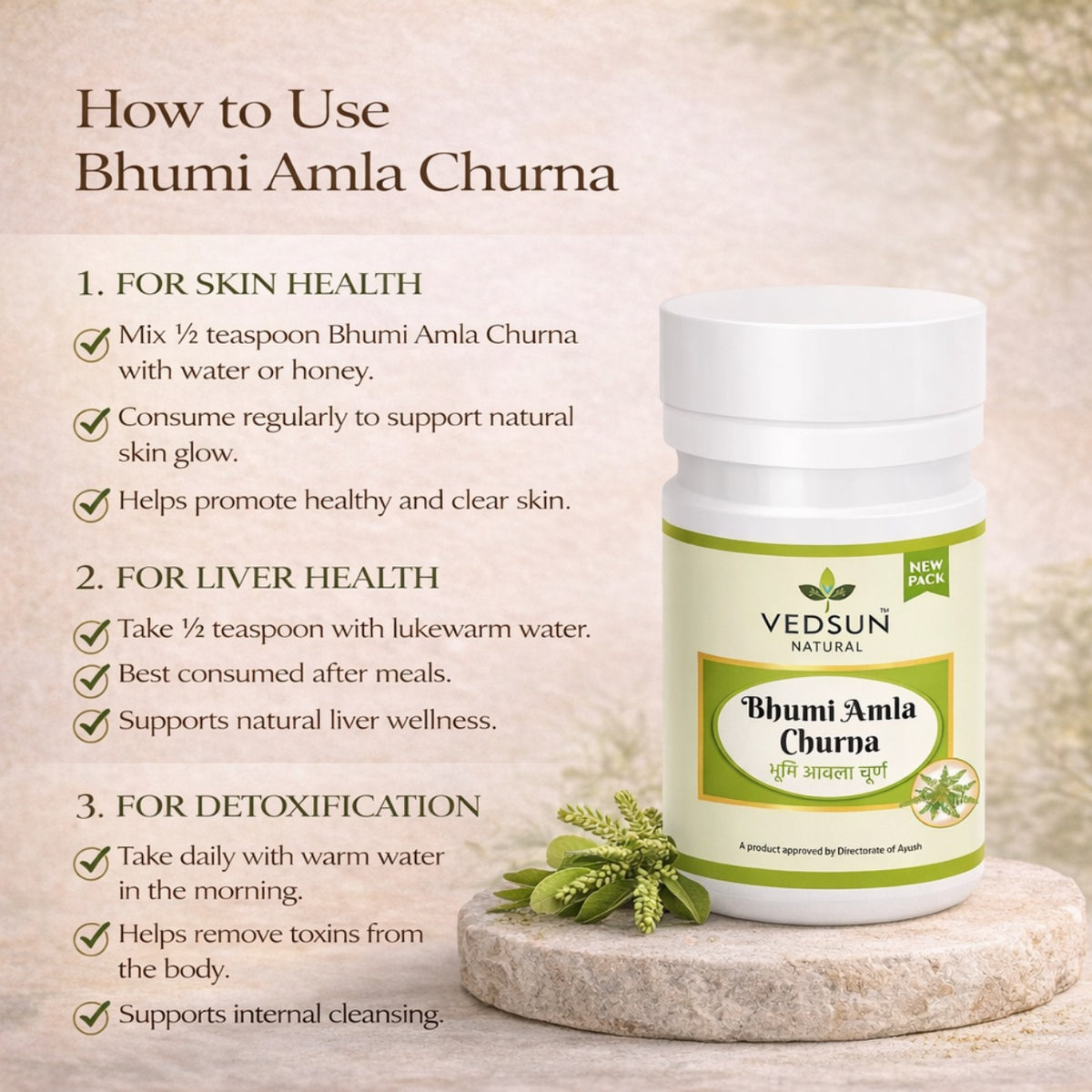 Bhumi Amla Churna by Vedsun – 100% Pure Bhui Amla Powder for Liver Detox & Health Support