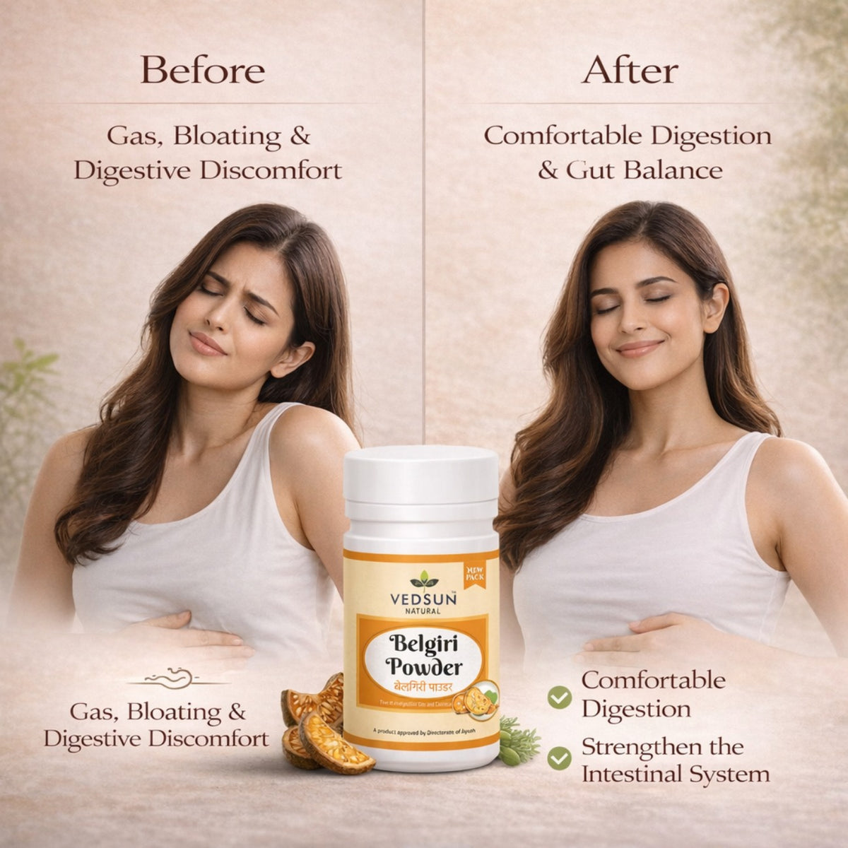 Belgiri Powder 100gm by Vedsun – 100% Pure Bilva (Bael) Powder for Gut Health & Detox Care
