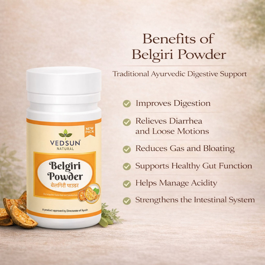 Belgiri Powder 100gm by Vedsun – 100% Pure Bilva (Bael) Powder for Gut Health & Detox Care