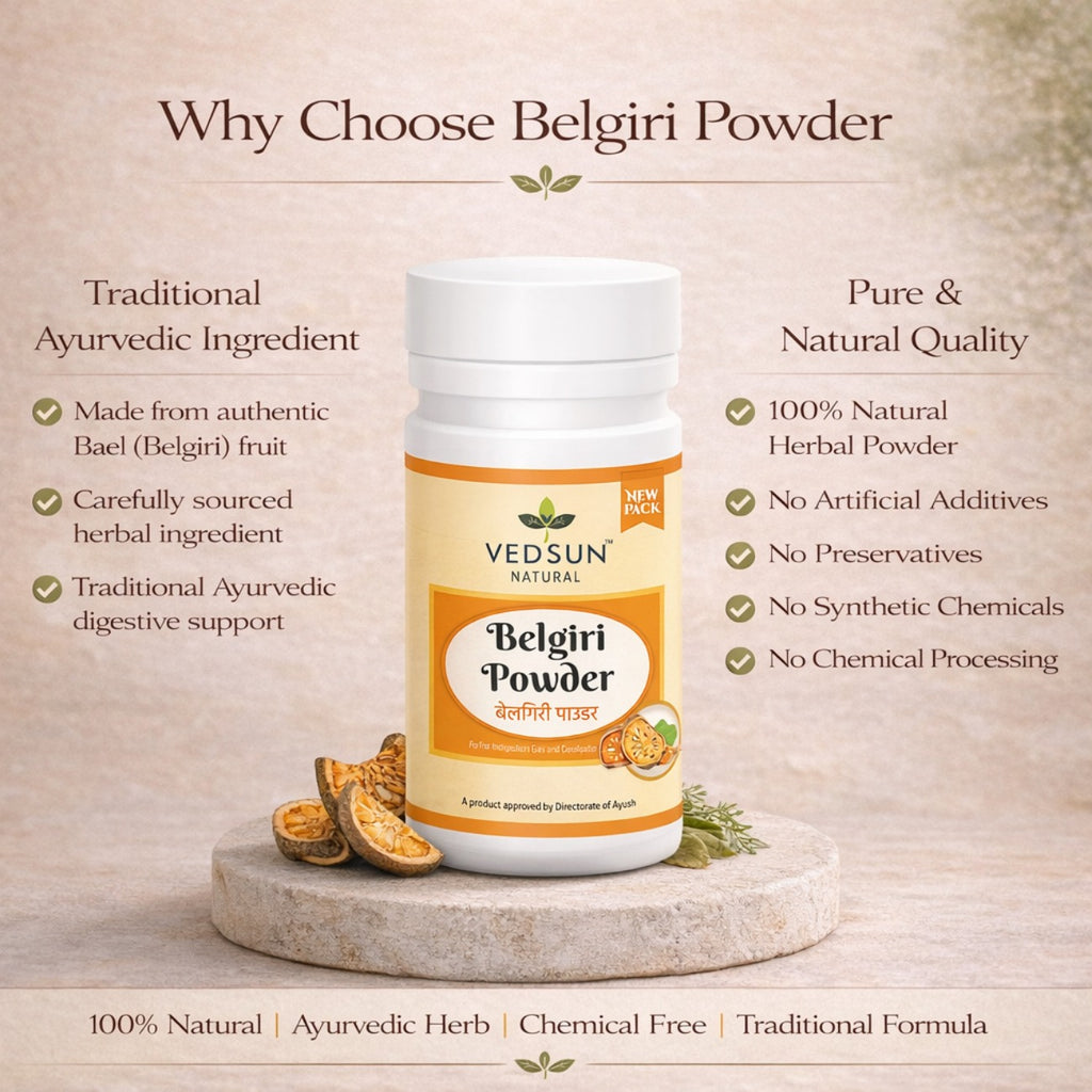Belgiri Powder 100gm by Vedsun – 100% Pure Bilva (Bael) Powder for Gut Health & Detox Care