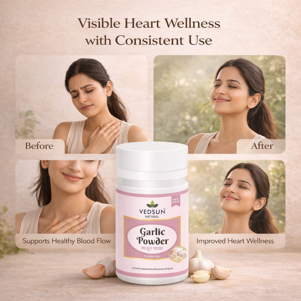 Garlic Powder by Vedsun – 100% Pure Lahsun Powder for Immunity & Digestive Support