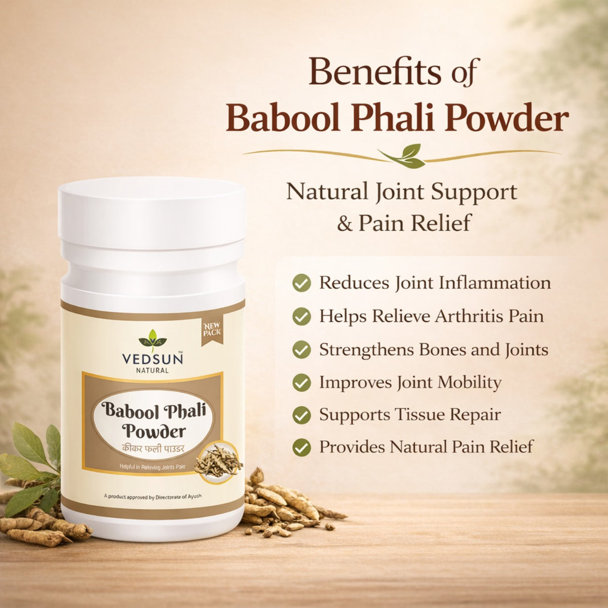 Babool Phali Powder by Vedsun – 100% Pure Acacia Powder for Teeth & Gum Care