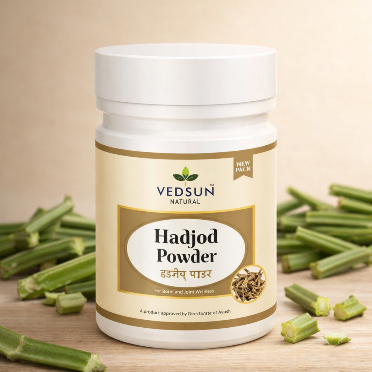 Hadjod Powder by Vedsun – 100% Pure Cissus Quadrangularis Powder for Bone Health & Strength Support