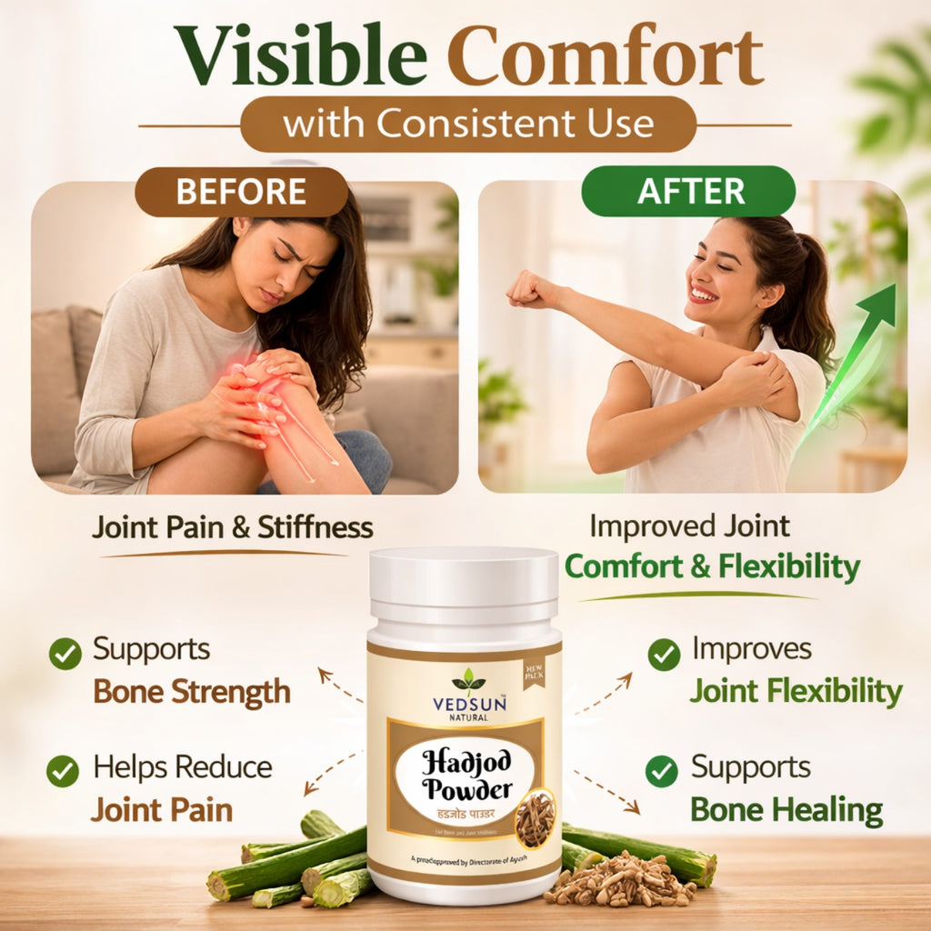 Hadjod Powder by Vedsun – 100% Pure Cissus Quadrangularis Powder for Bone Health & Strength Support