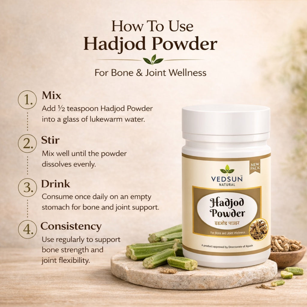 Hadjod Powder by Vedsun – 100% Pure Cissus Quadrangularis Powder for Bone Health & Strength Support