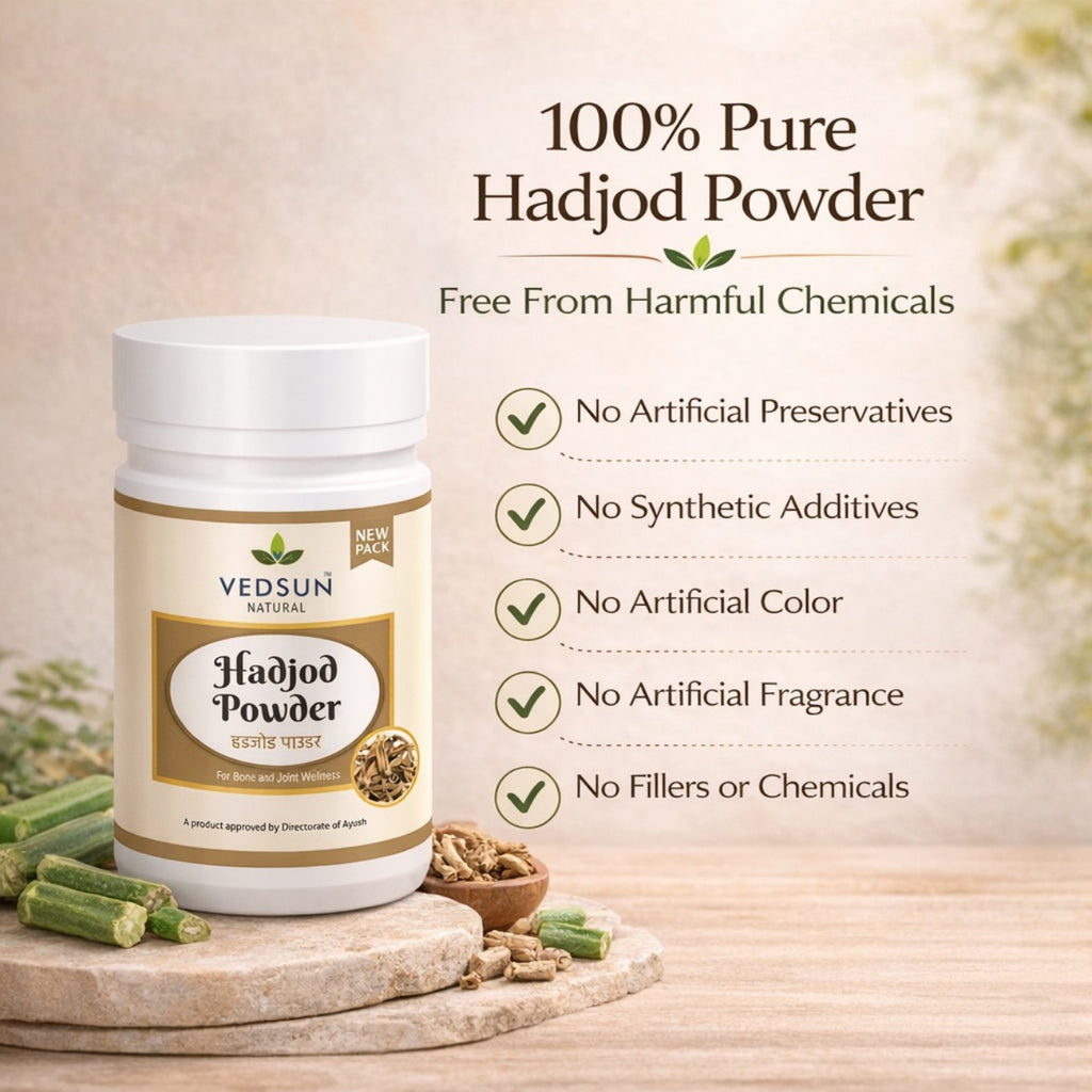 Hadjod Powder by Vedsun – 100% Pure Cissus Quadrangularis Powder for Bone Health & Strength Support