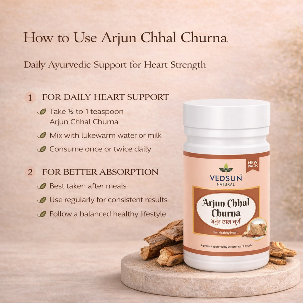 Arjun Chaal Churna 100gm by Vedsun – 100% Pure Arjuna Bark Powder for Cardiovascular & Heart Support