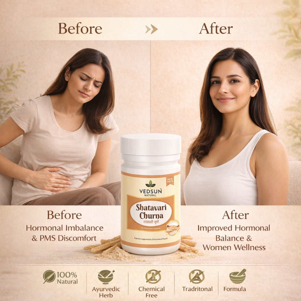 Shatavari Powder 100gm by Vedsun – 100% Pure Asparagus Racemosus Powder for Hormonal & Reproductive Wellness