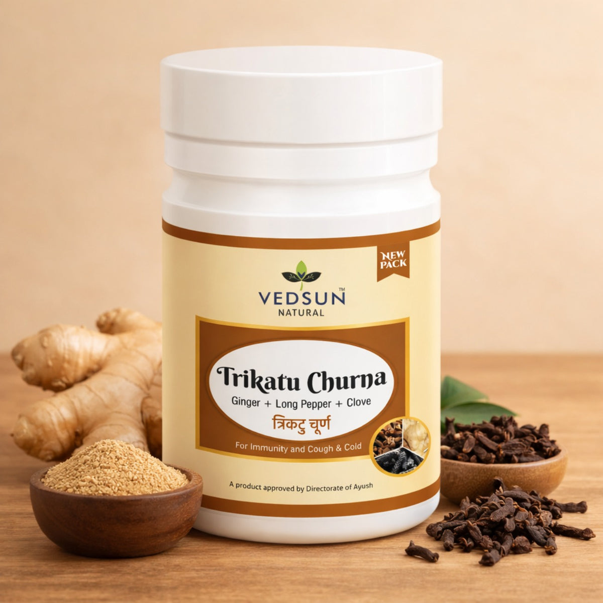 Trikatu Churna – Classical Ayurvedic Blend of Ginger, Black Pepper & Long Pepper for Digestive Health