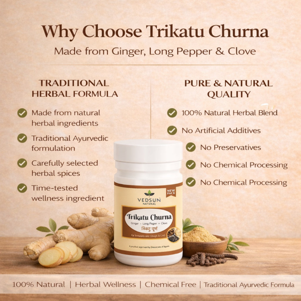Trikatu Churna – Classical Ayurvedic Blend of Ginger, Black Pepper & Long Pepper for Digestive Health