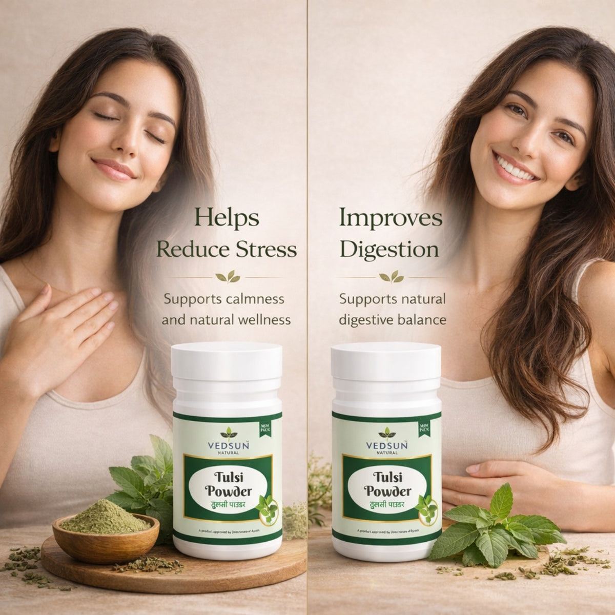 Tulsi Powder by Vedsun – 100% Pure Ocimum Sanctum Powder for Immunity & Respiratory Support