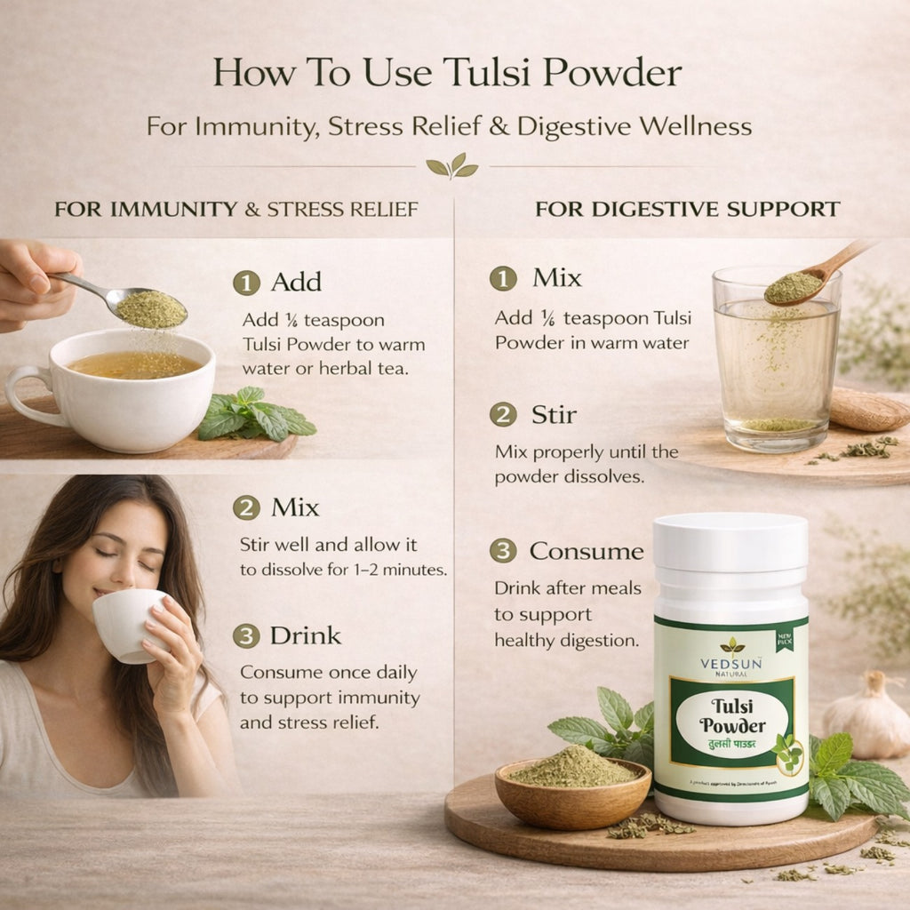 Tulsi Powder by Vedsun – 100% Pure Ocimum Sanctum Powder for Immunity & Respiratory Support