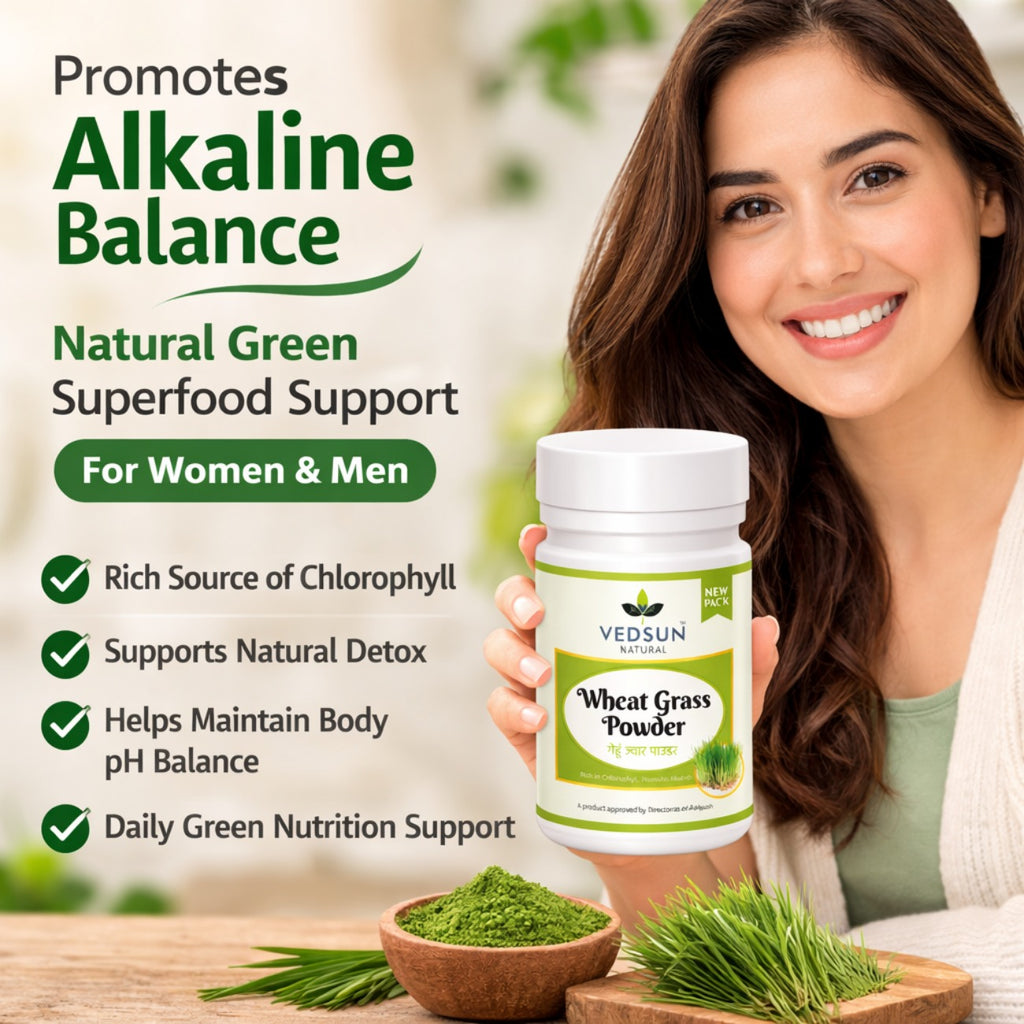 Wheat Grass Powder 100gm by Vedsun – 100% Pure Triticum Aestivum Superfood for Detox & Health Support