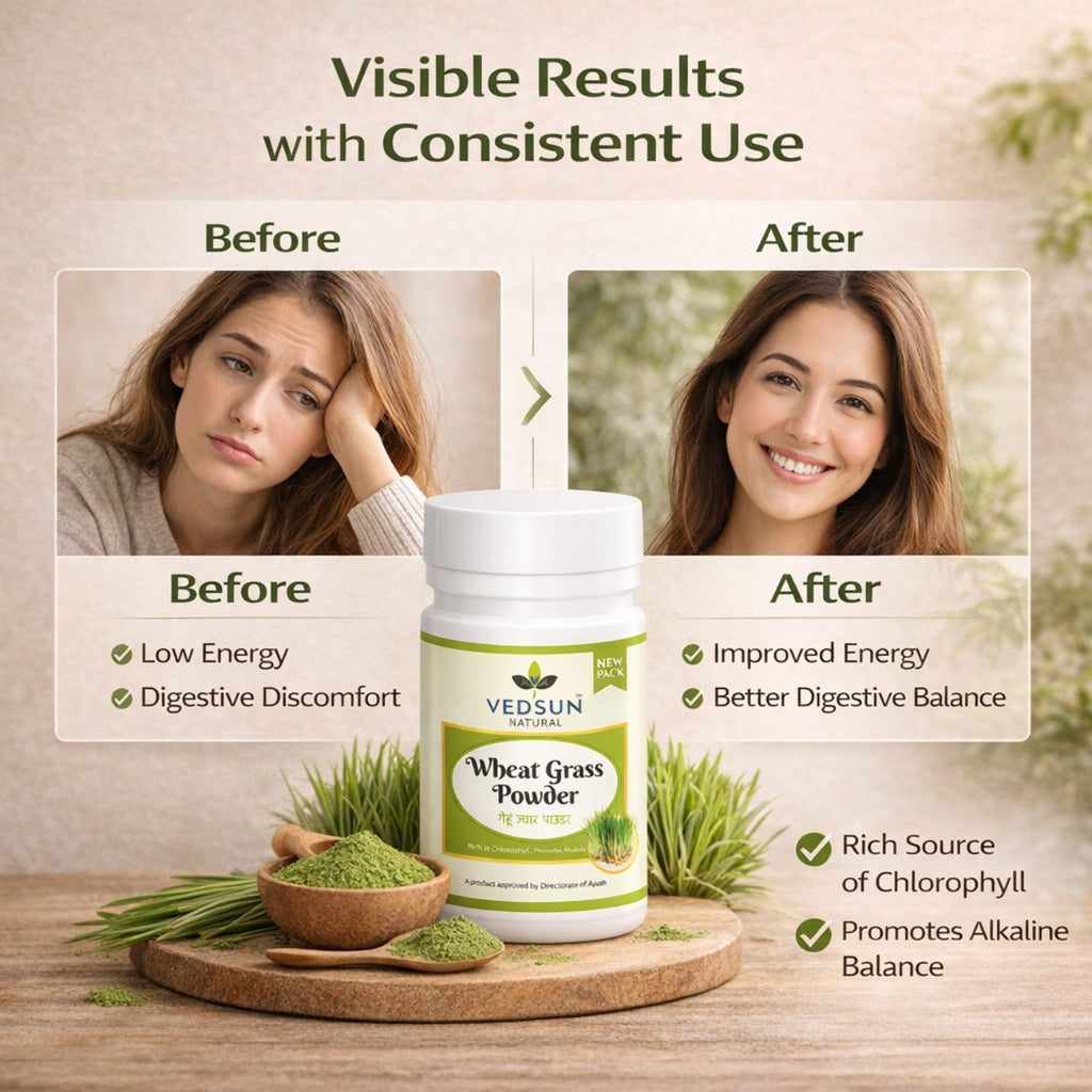 Wheat Grass Powder 100gm by Vedsun – 100% Pure Triticum Aestivum Superfood for Detox & Health Support