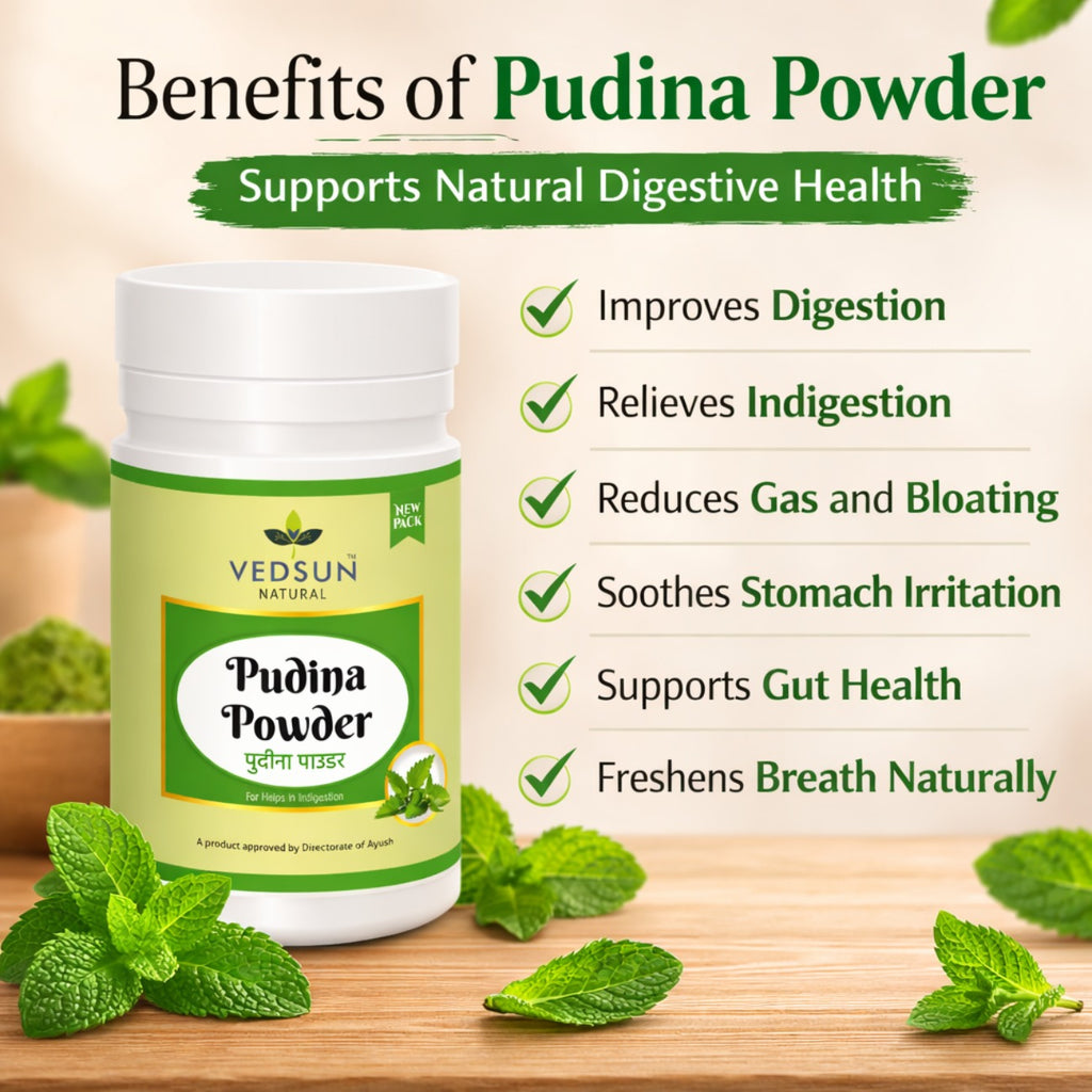 Pudina Powder by Vedsun – 100% Pure Mentha Spicata Powder for Digestion & Refreshment