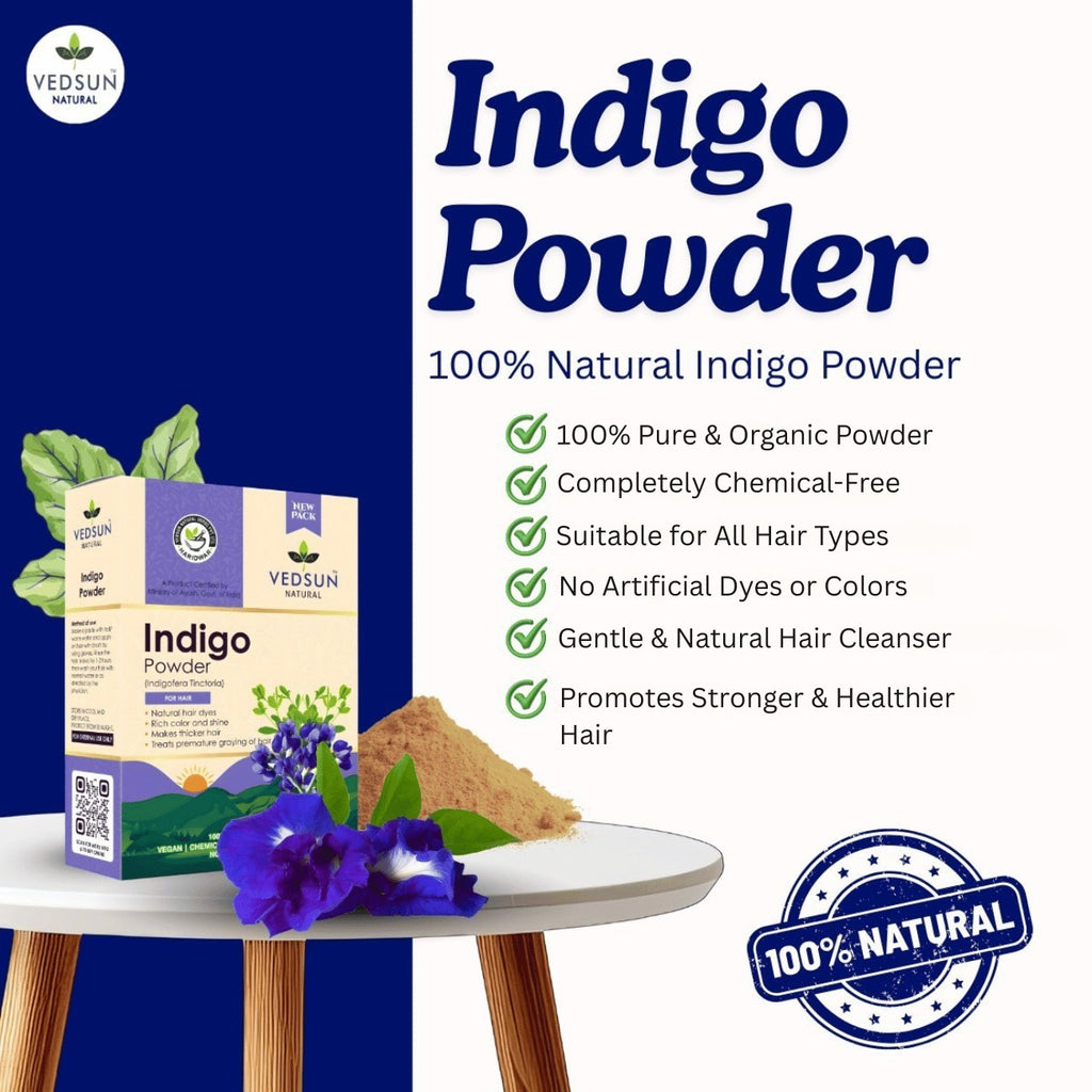 Indigo Powder – Pure Natural Hair Color for Black & Dark Brown Shades