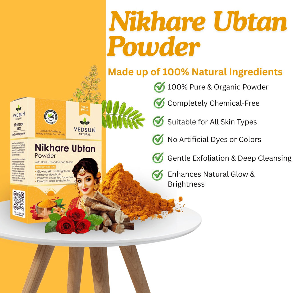 Vedsun Nikhare Ubtan Powder – Natural Ubtan for Glowing Skin & Tan Removal
