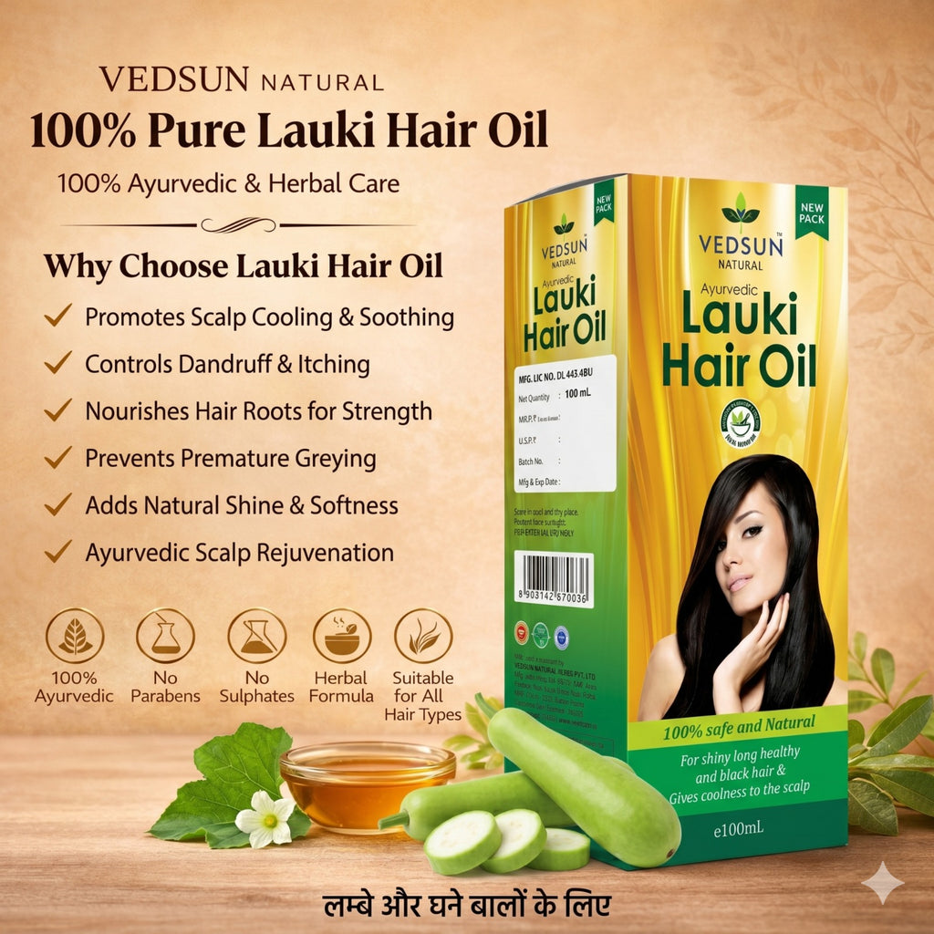 Vedsun Bottle Gourd Hair Oil – Herbal Lauki Oil for Natural Hair Growth & Scalp Nourishment