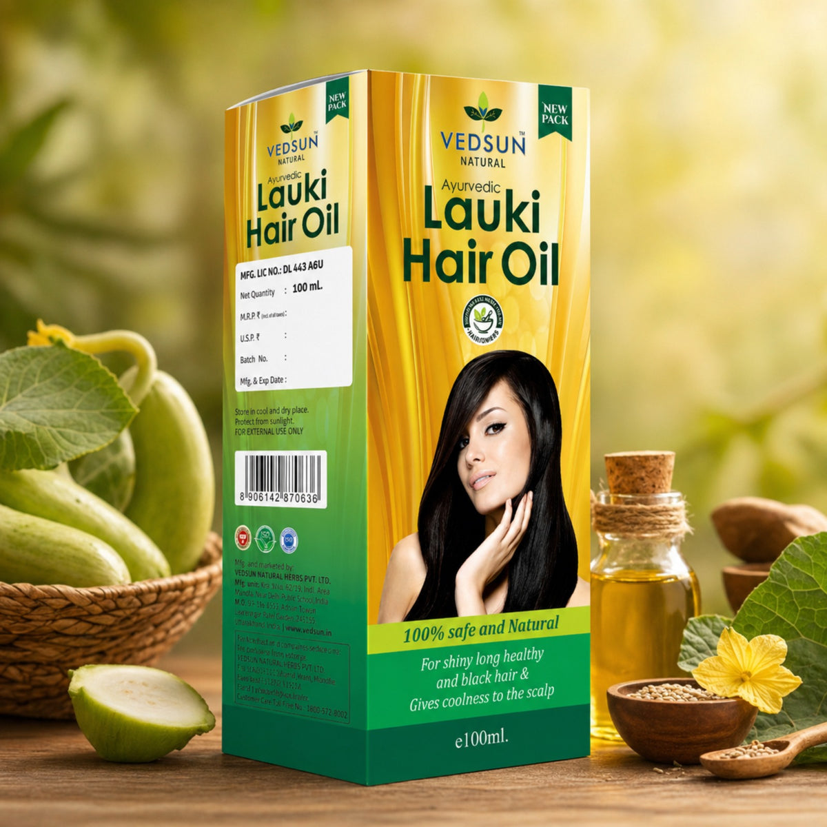 Vedsun Bottle Gourd Hair Oil – Herbal Lauki Oil for Natural Hair Growth & Scalp Nourishment