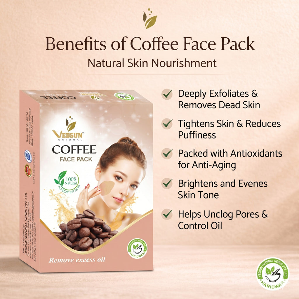 Vedsun Coffee Face Pack – Natural Coffee Face Mask for Tan Removal, Dead Skin Removal & Instant Glow