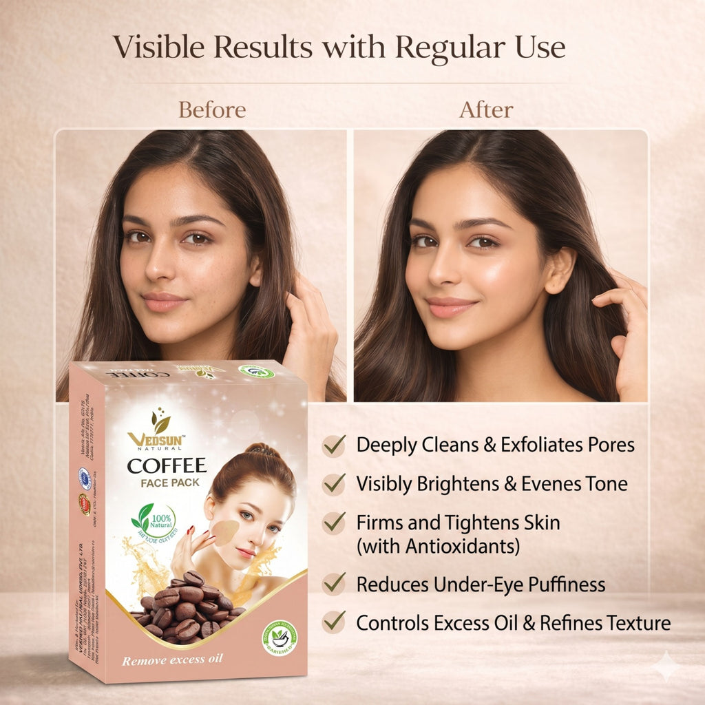 Vedsun Coffee Face Pack – Natural Coffee Face Mask for Tan Removal, Dead Skin Removal & Instant Glow