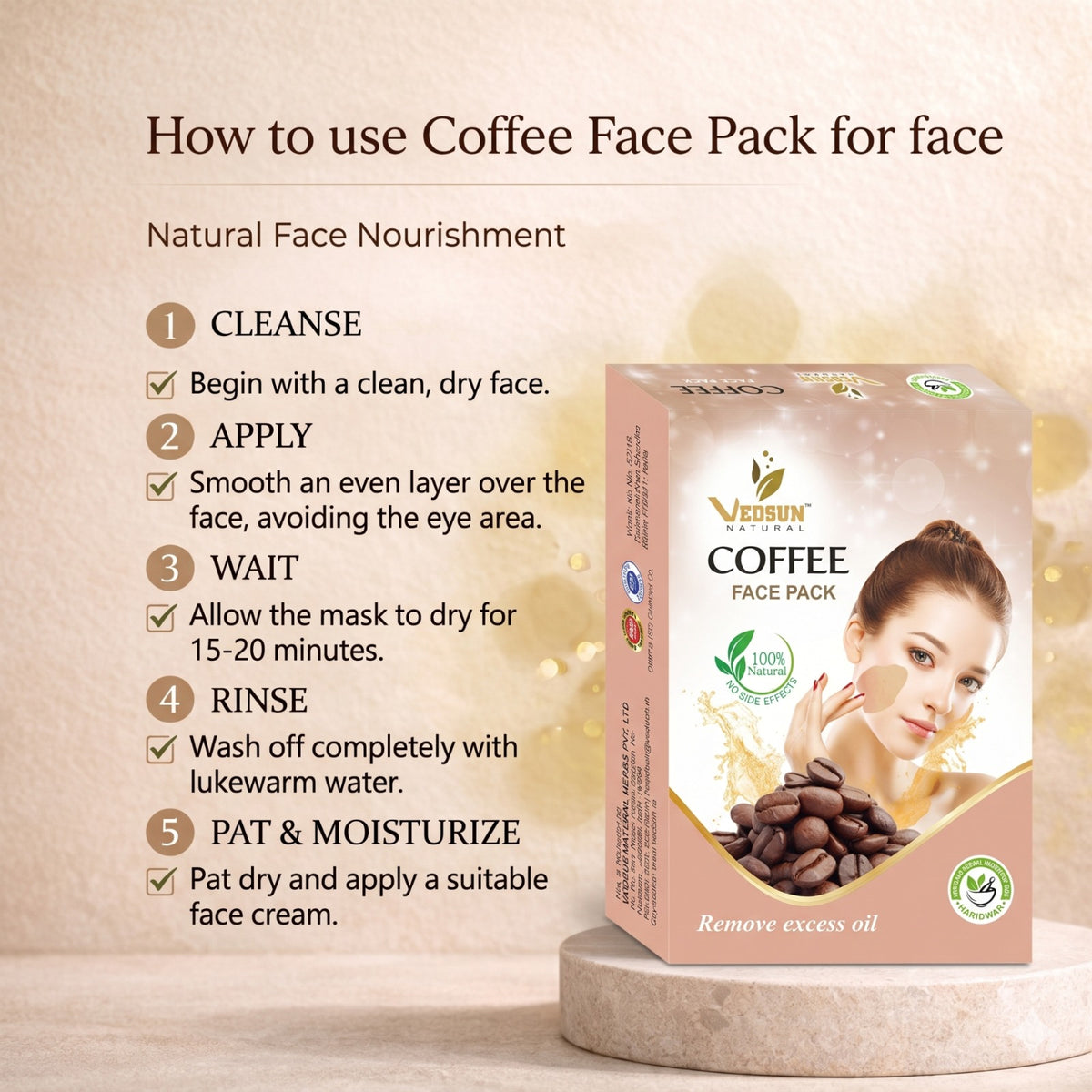 Vedsun Coffee Face Pack – Natural Coffee Face Mask for Tan Removal, Dead Skin Removal & Instant Glow