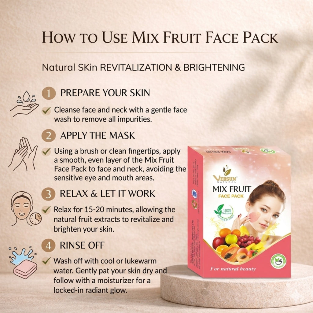 Mix Fruit Face Pack by Vedsun – Hydrating & Brightening Fruit Facial Pack for Radiant Skin