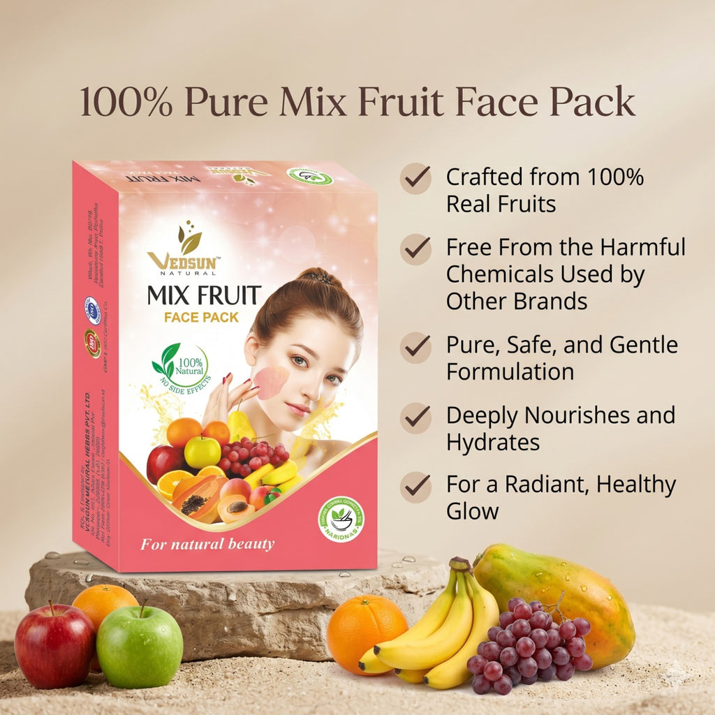 Mix Fruit Face Pack by Vedsun – Hydrating & Brightening Fruit Facial Pack for Radiant Skin
