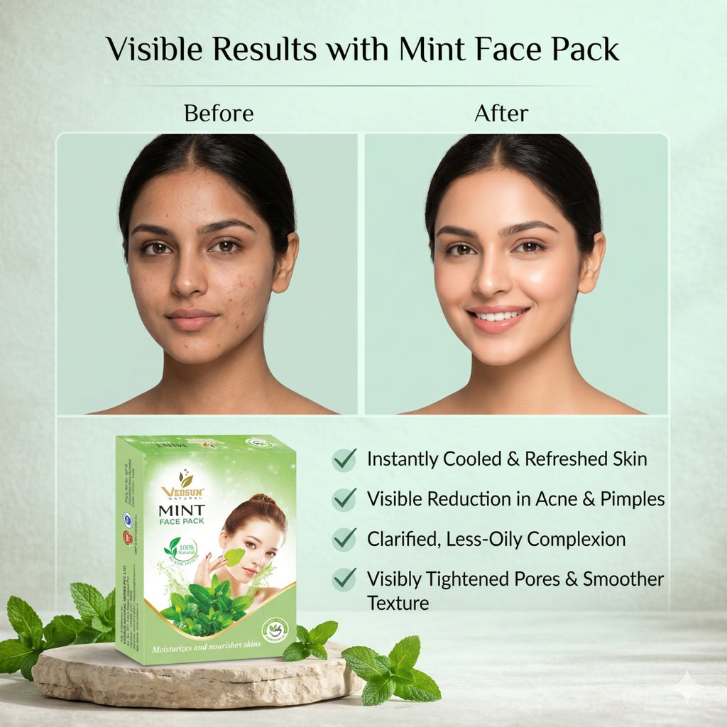 Mint Face Pack by Vedsun – Pudina Face Pack for Oil Control, Acne Care & Skin Freshness