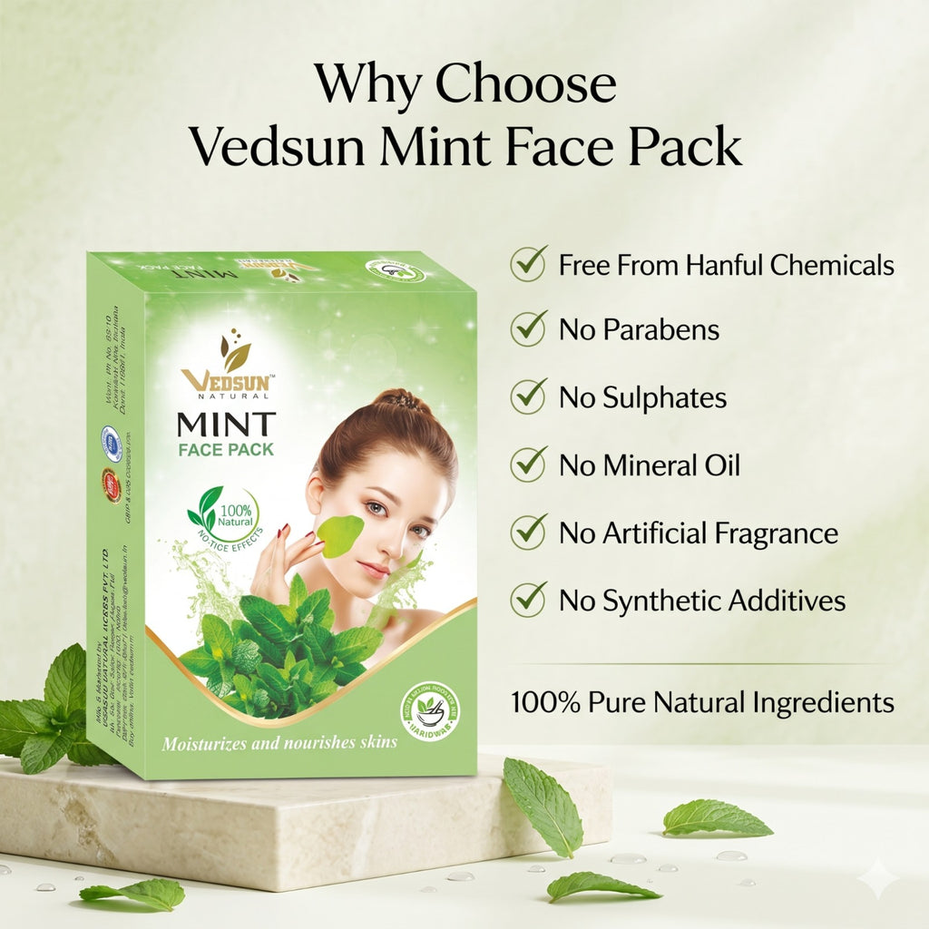 Mint Face Pack by Vedsun – Pudina Face Pack for Oil Control, Acne Care & Skin Freshness