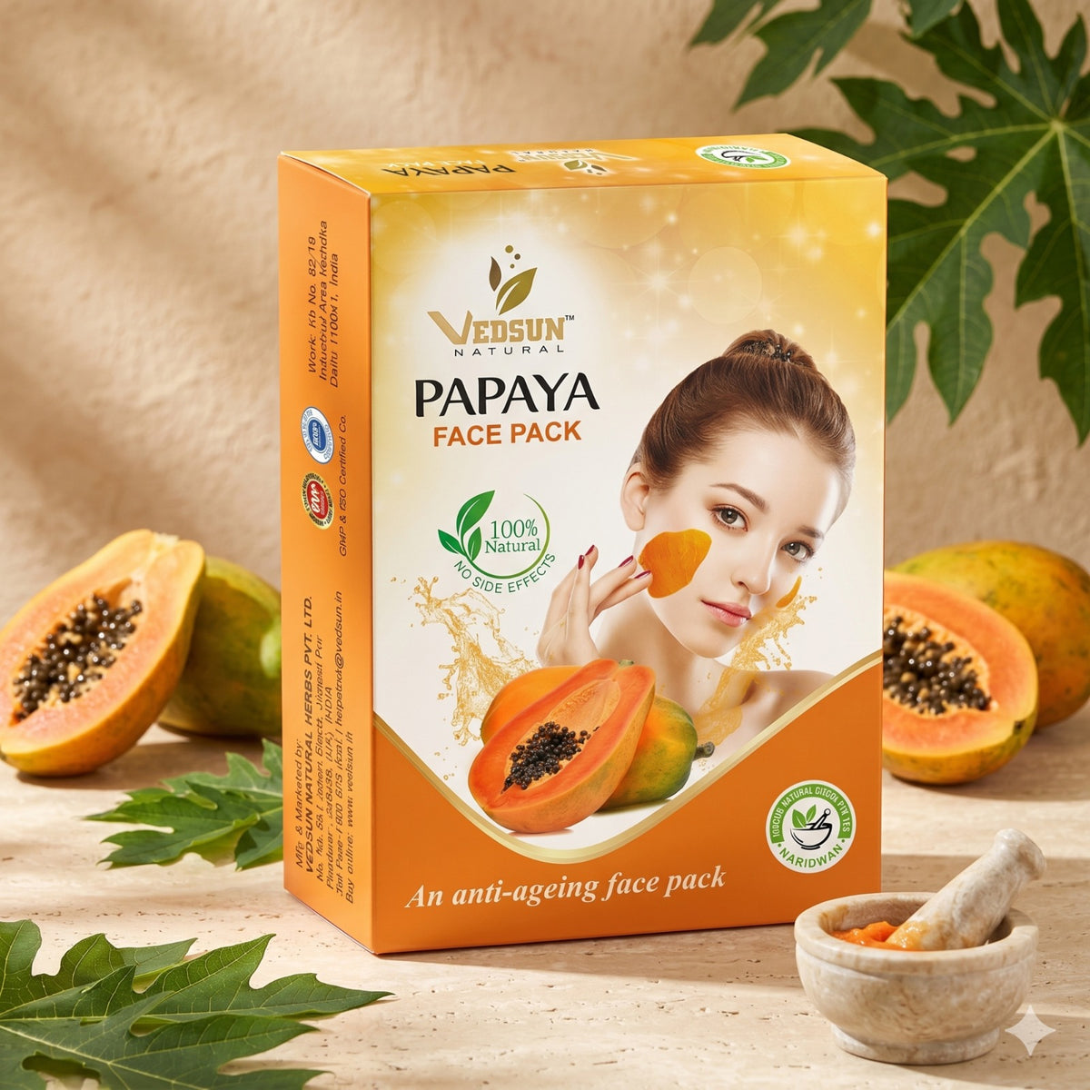 Papaya Face Pack by Vedsun – Exfoliating Face Mask for Tan Removal & Radiant Skin