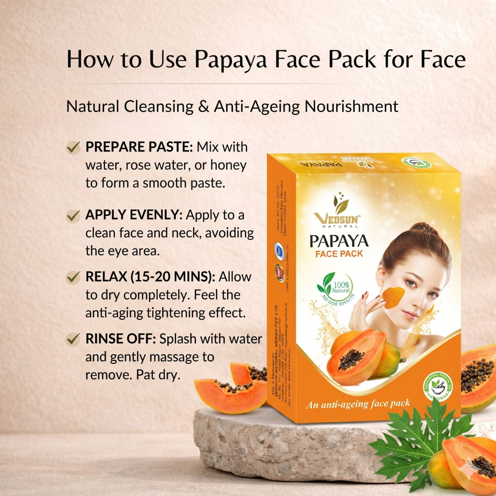 Papaya Face Pack by Vedsun – Exfoliating Face Mask for Tan Removal & Radiant Skin