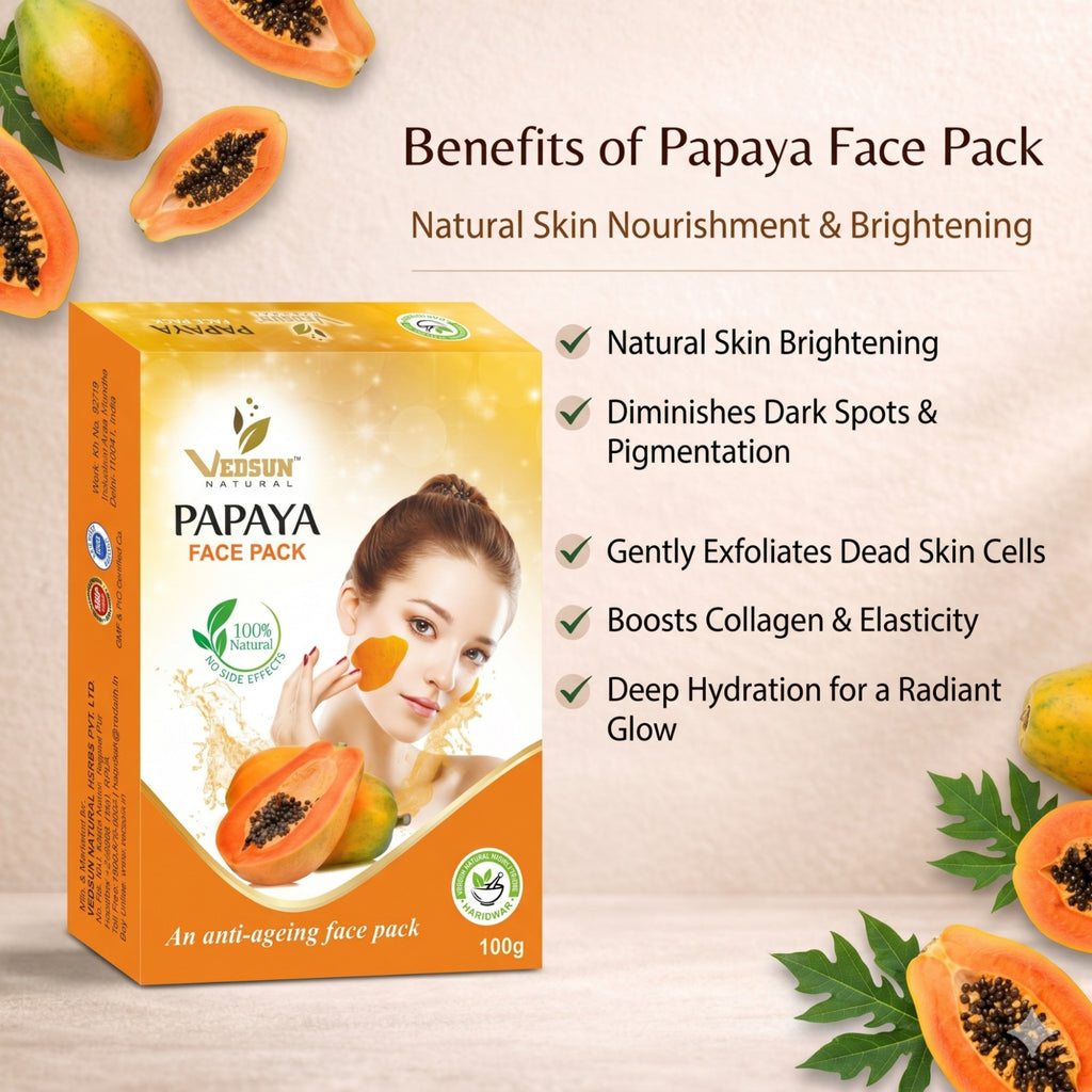 Papaya Face Pack by Vedsun – Exfoliating Face Mask for Tan Removal & Radiant Skin