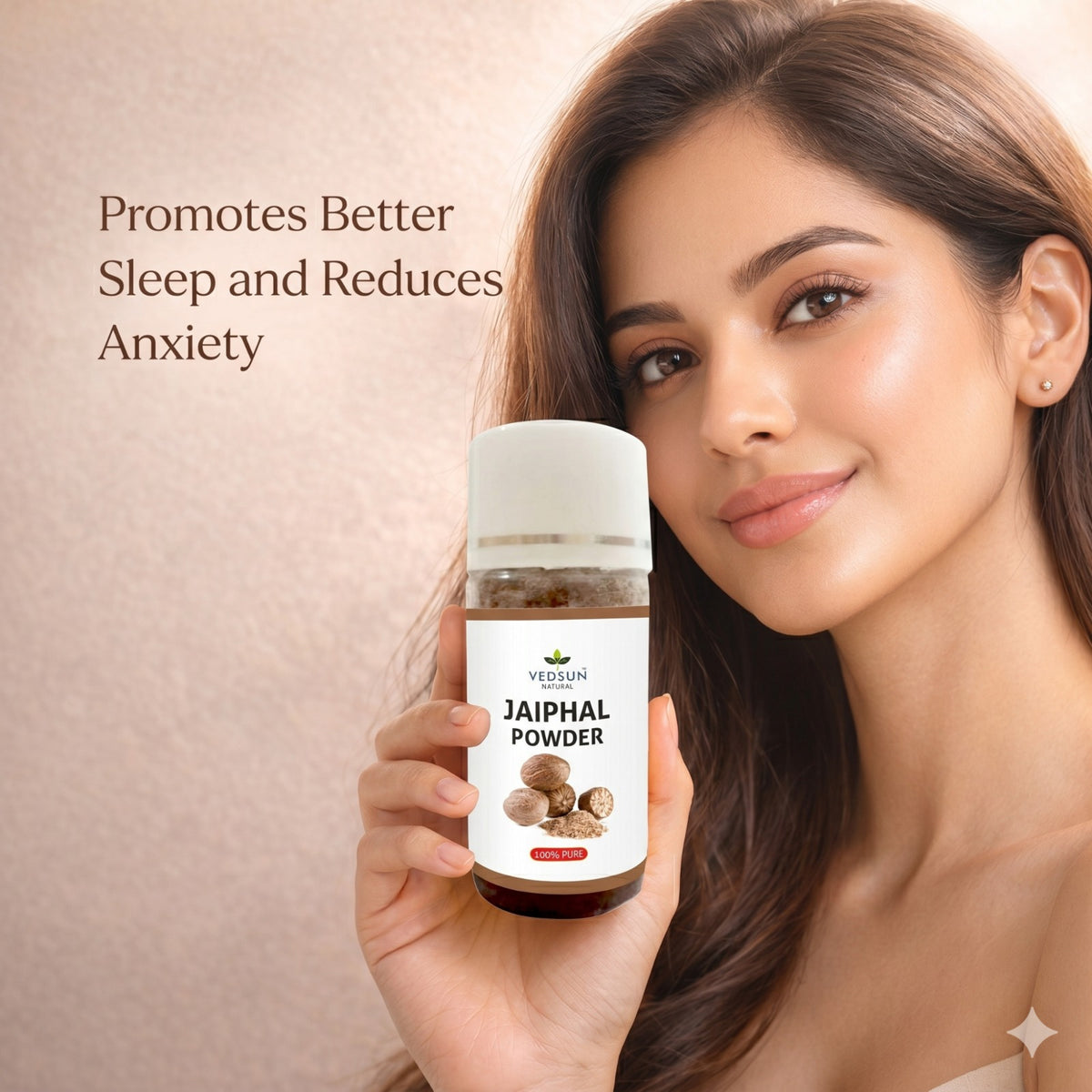 Jaiphal Powder by Vedsun – 100% Pure Nutmeg Powder for Skin Glow, Acne Care & Wellness