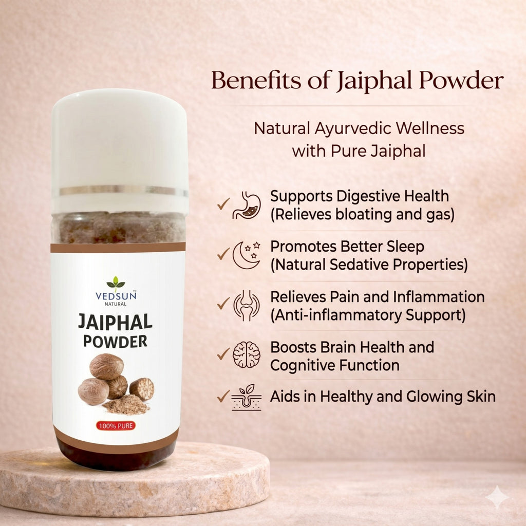 Jaiphal Powder by Vedsun – 100% Pure Nutmeg Powder for Skin Glow, Acne Care & Wellness