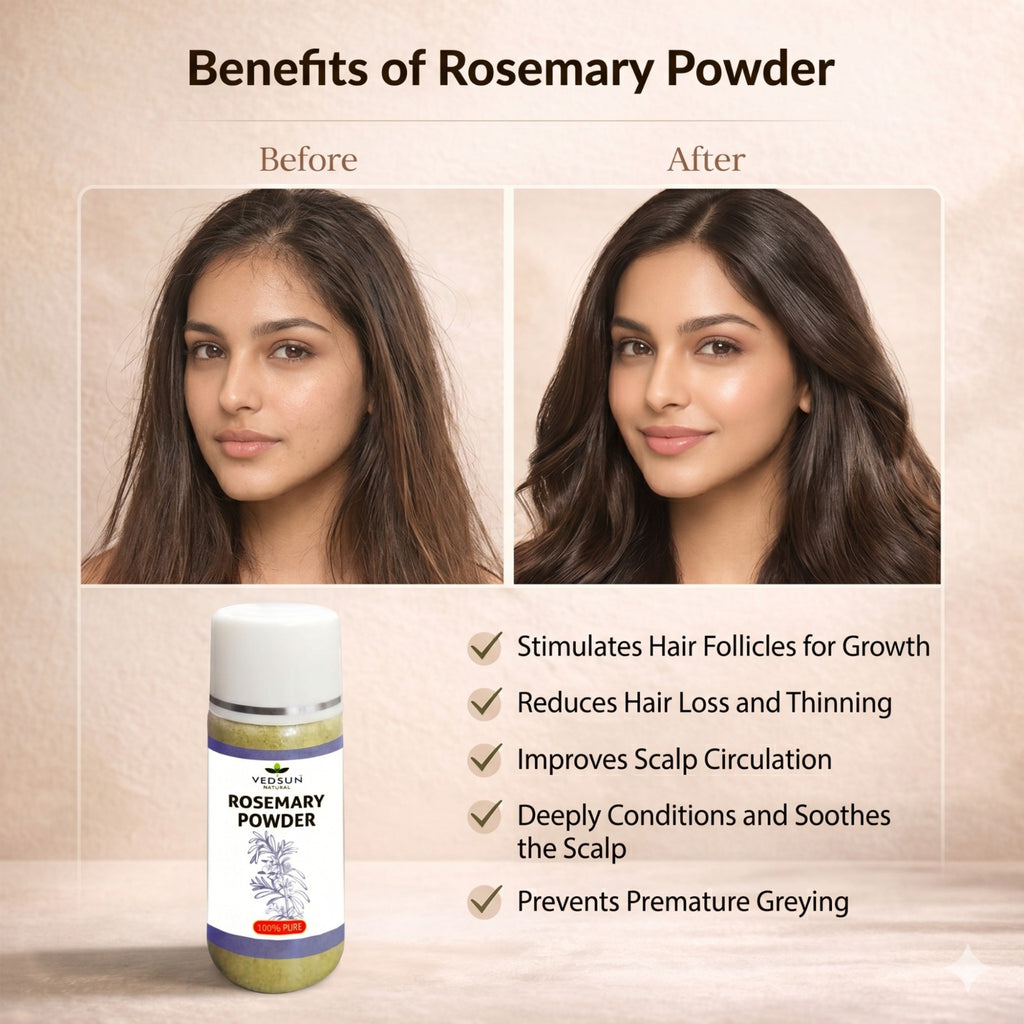 Rosemary Powder by Vedsun – 100% Pure Powder for Hair Growth, Scalp Care & Hair Strength