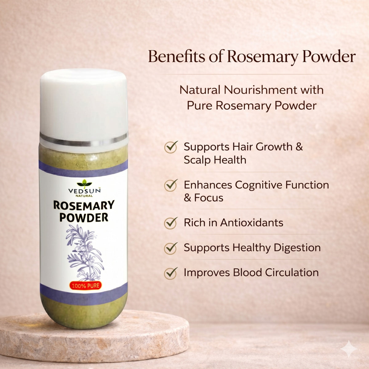 Rosemary Powder by Vedsun – 100% Pure Powder for Hair Growth, Scalp Care & Hair Strength