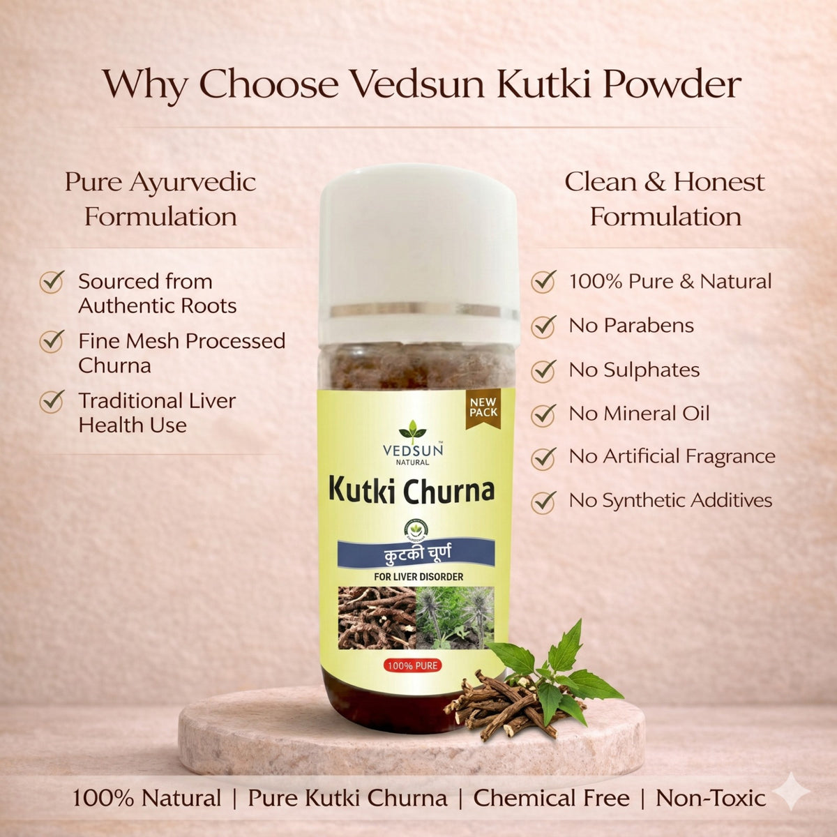 Kutki Powder by Vedsun – 100% Pure Picrorhiza Kurroa Powder for Liver & Digestion Support
