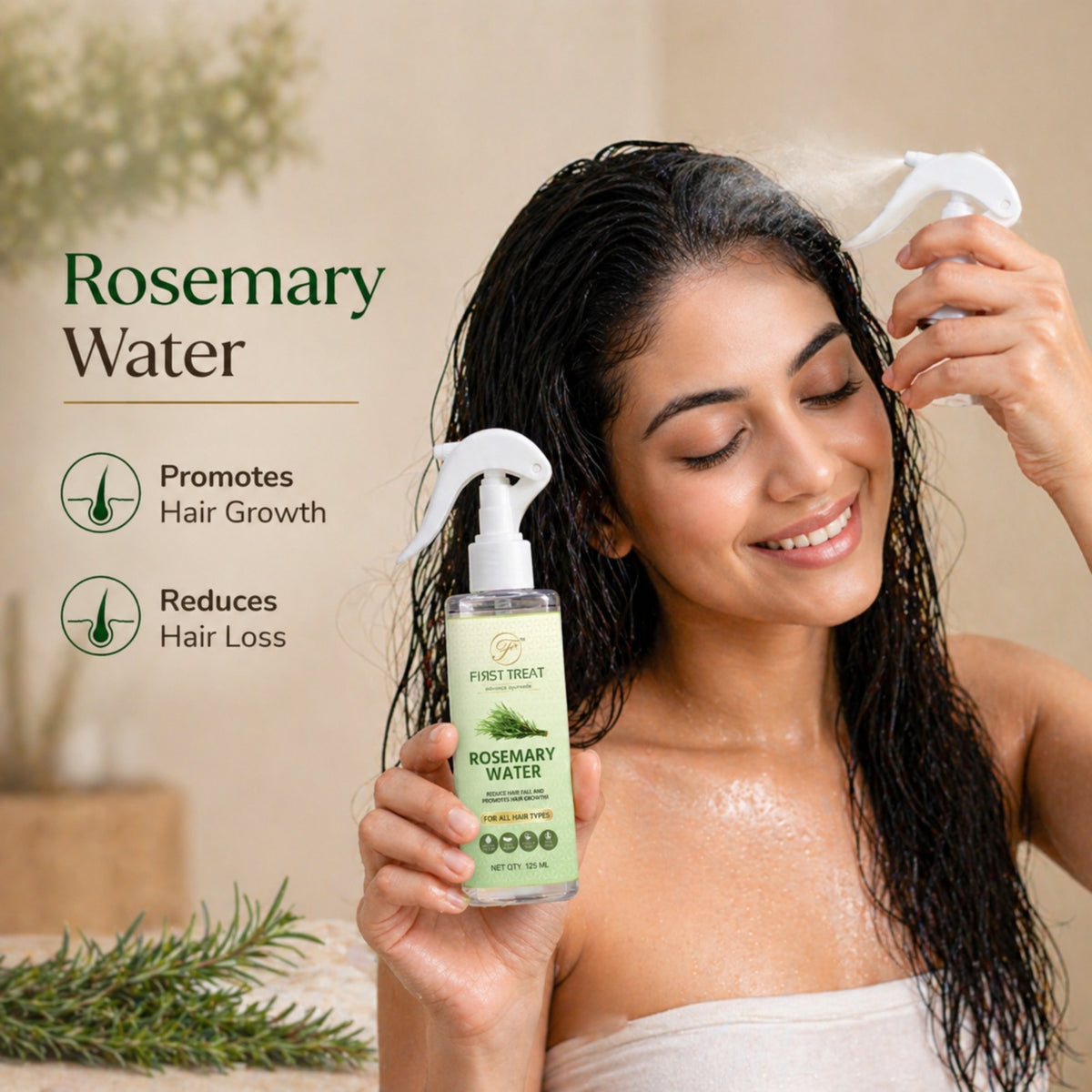 Rosemary Water by Vedsun – 100% Pure Powder for Hair Growth, Hair Strength & Scalp Health