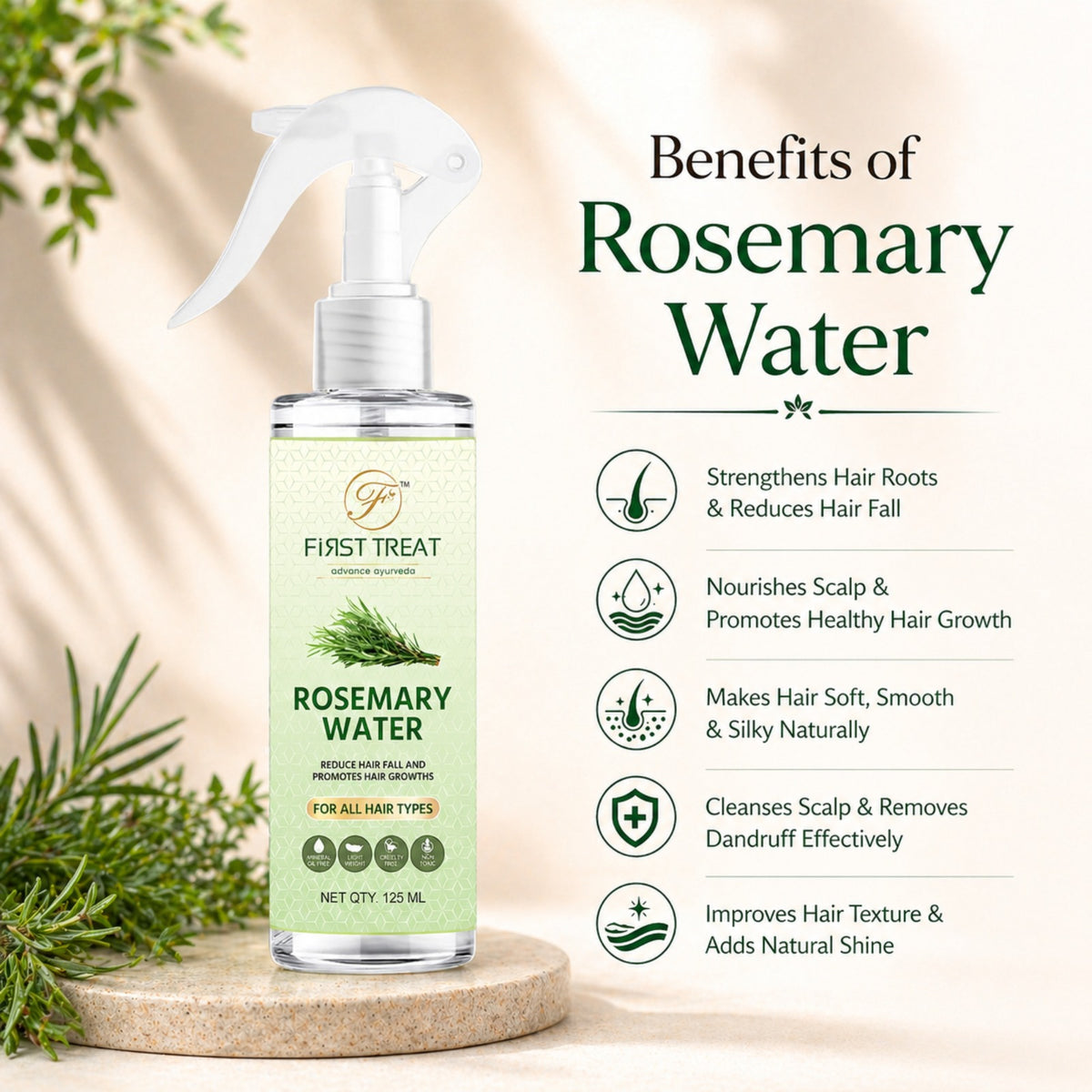 Rosemary Water by Vedsun – 100% Pure Powder for Hair Growth, Hair Strength & Scalp Health