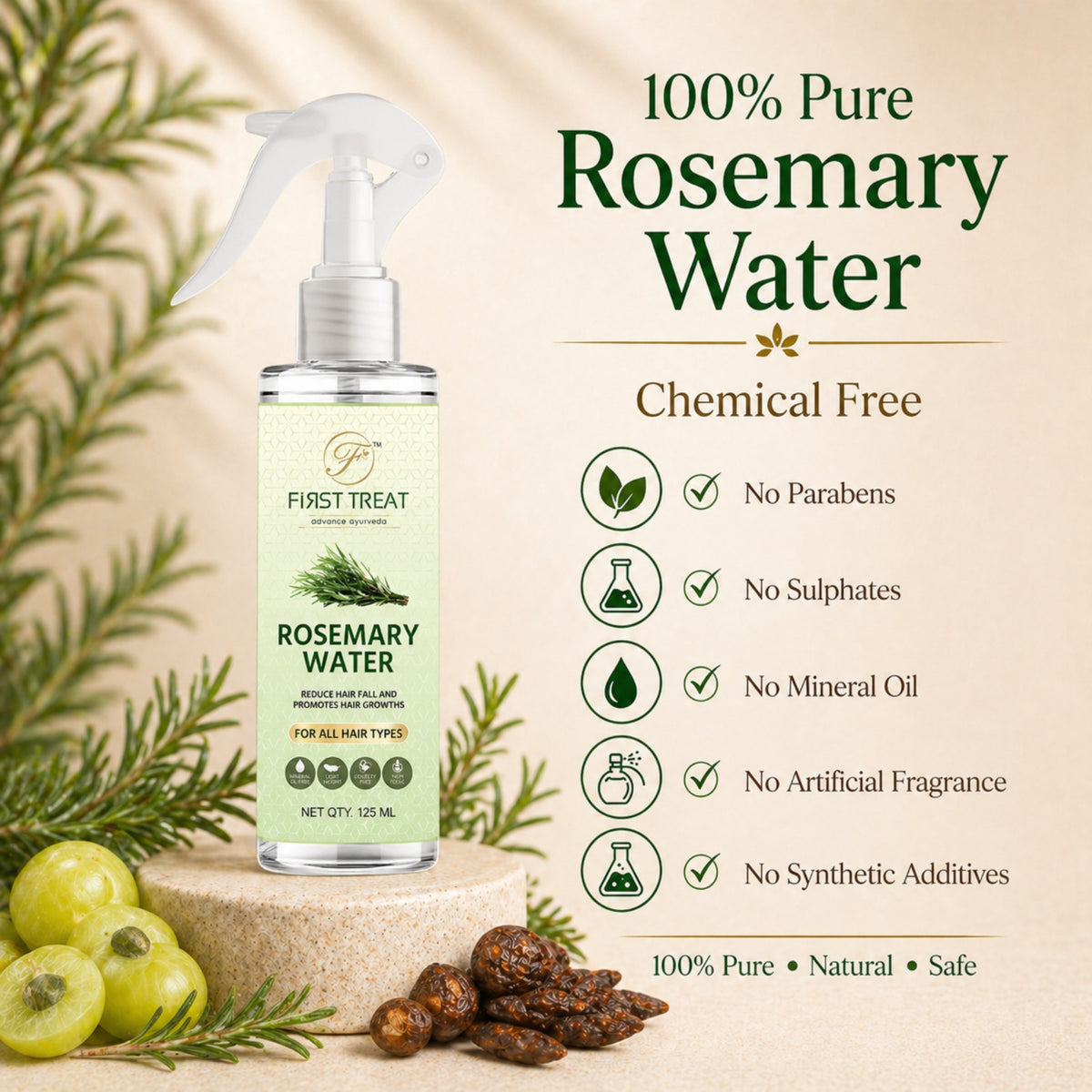 Rosemary Water by Vedsun – 100% Pure Powder for Hair Growth, Hair Strength & Scalp Health