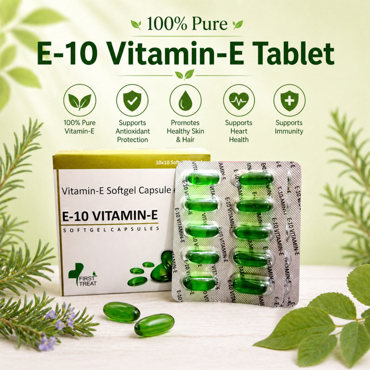 Vitamin E Tablets by Vedsun (E-10) – Capsules for Skin, Hair & Overall Wellness Support