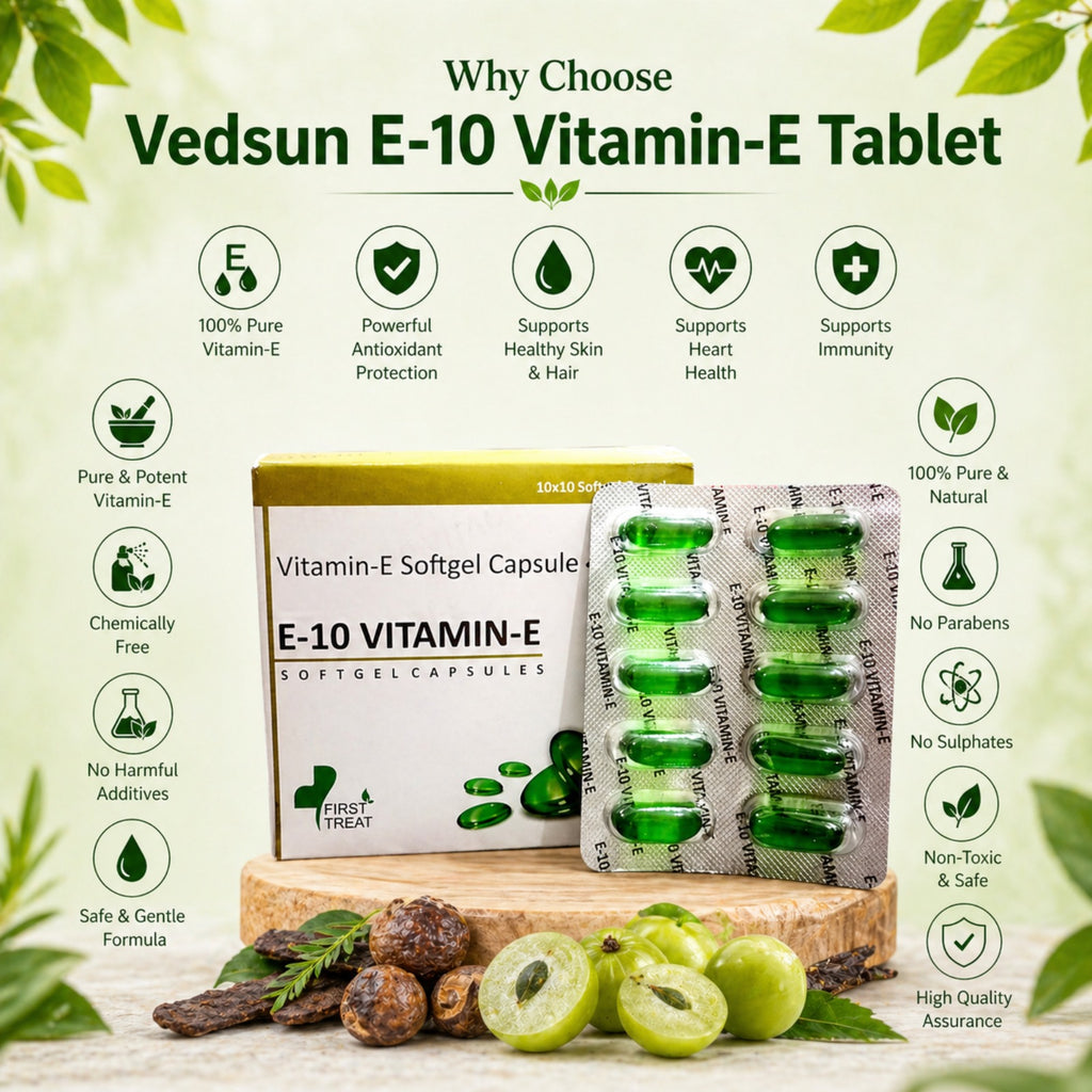 Vitamin E Tablets by Vedsun (E-10) – Capsules for Skin, Hair & Overall Wellness Support