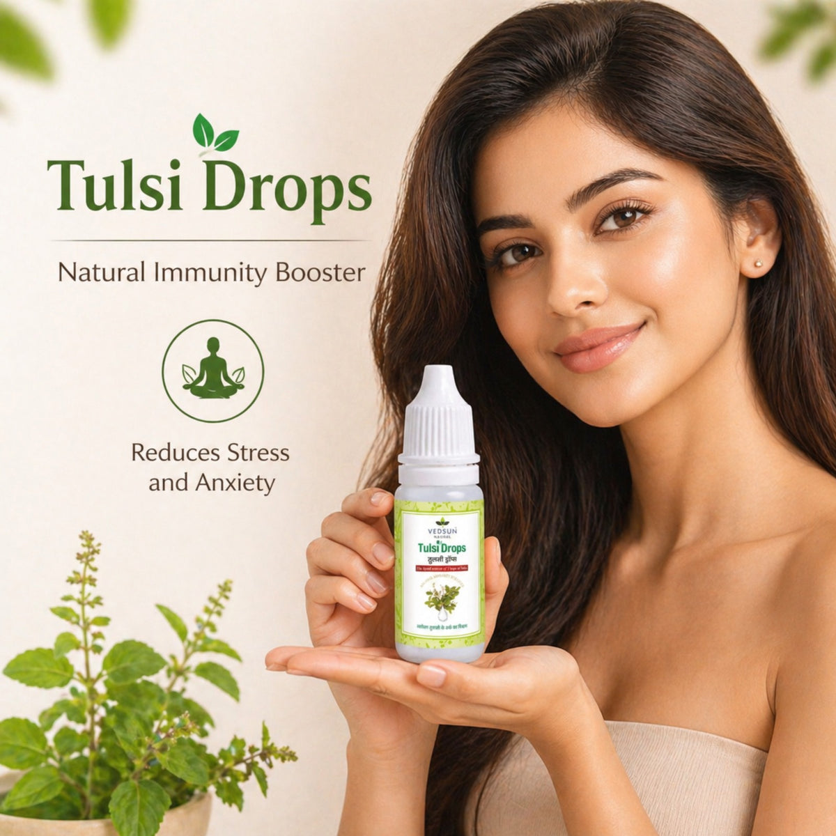 Tulsi Drops by Vedsun – Holy Basil Extract for Immunity, Cough Relief & Respiratory Support
