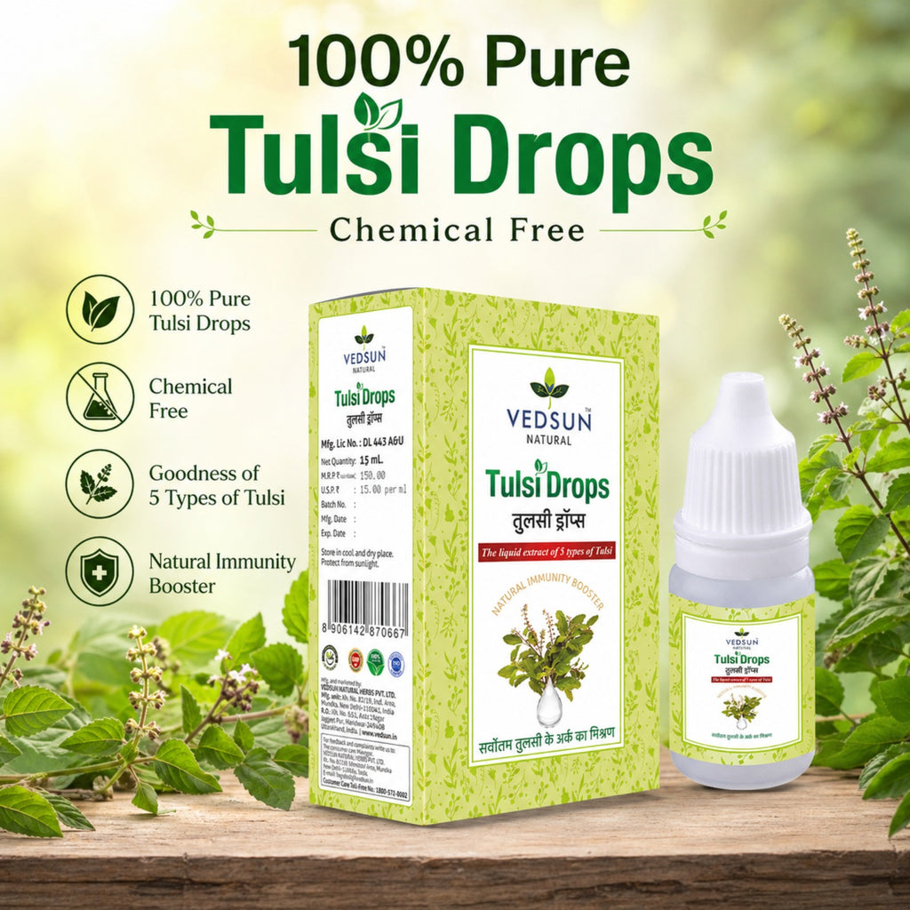 Tulsi Drops by Vedsun – Holy Basil Extract for Immunity, Cough Relief & Respiratory Support